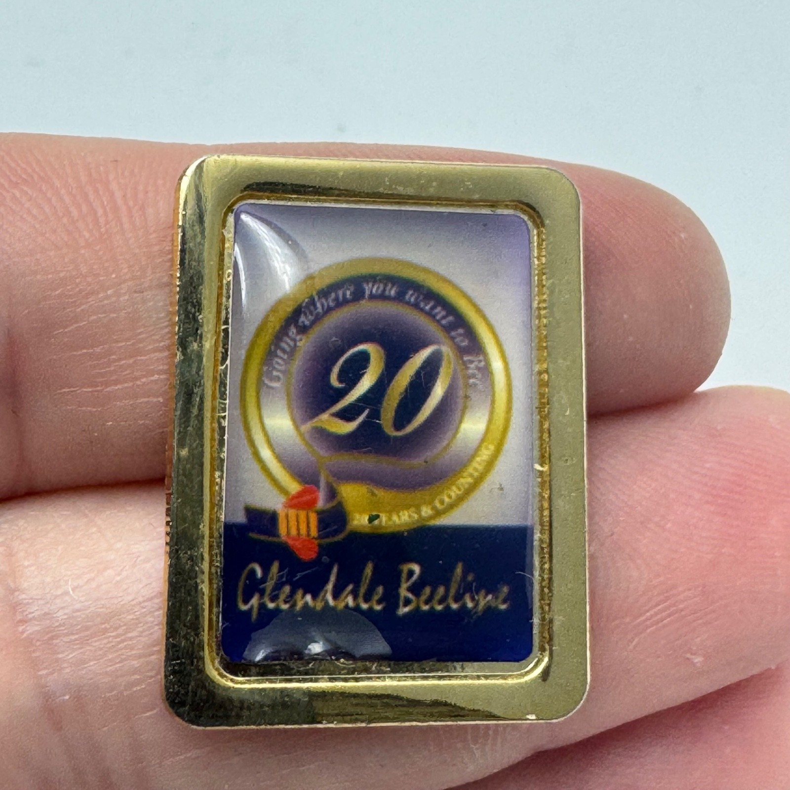 Rare Glendale Beeline Bus Transit Lapel Pin 20 Years Vintage California