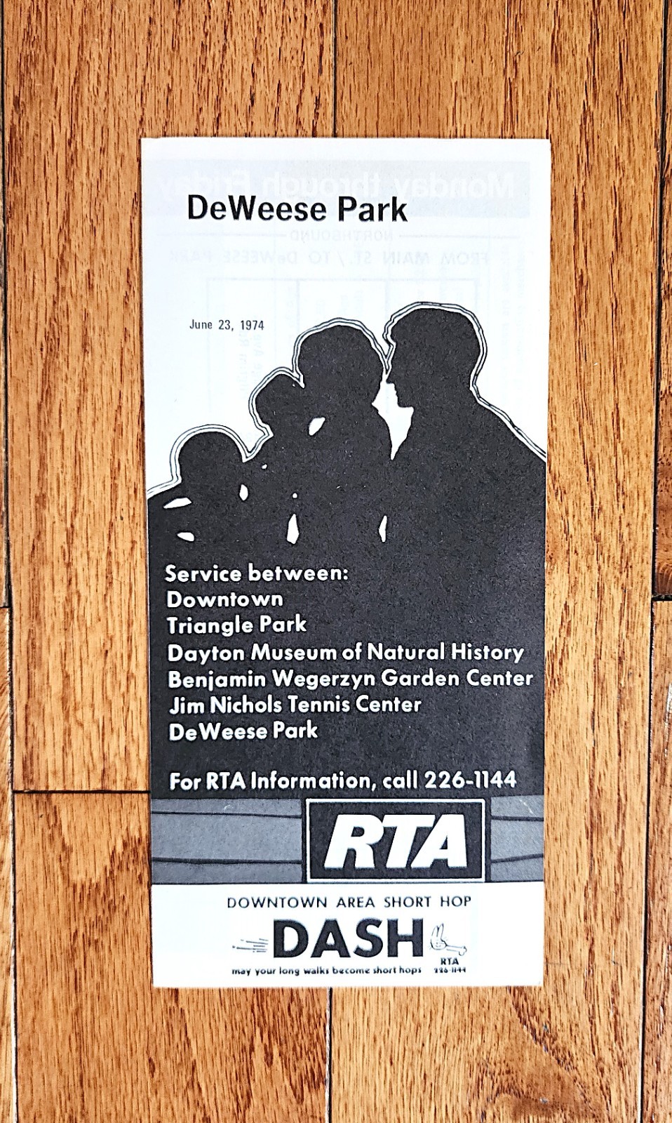 1974 RTA MIAMI VALLEY REGIONAL TRANSIT AUTHORITY BUS TIME TABLE DP DAYTON OHIO