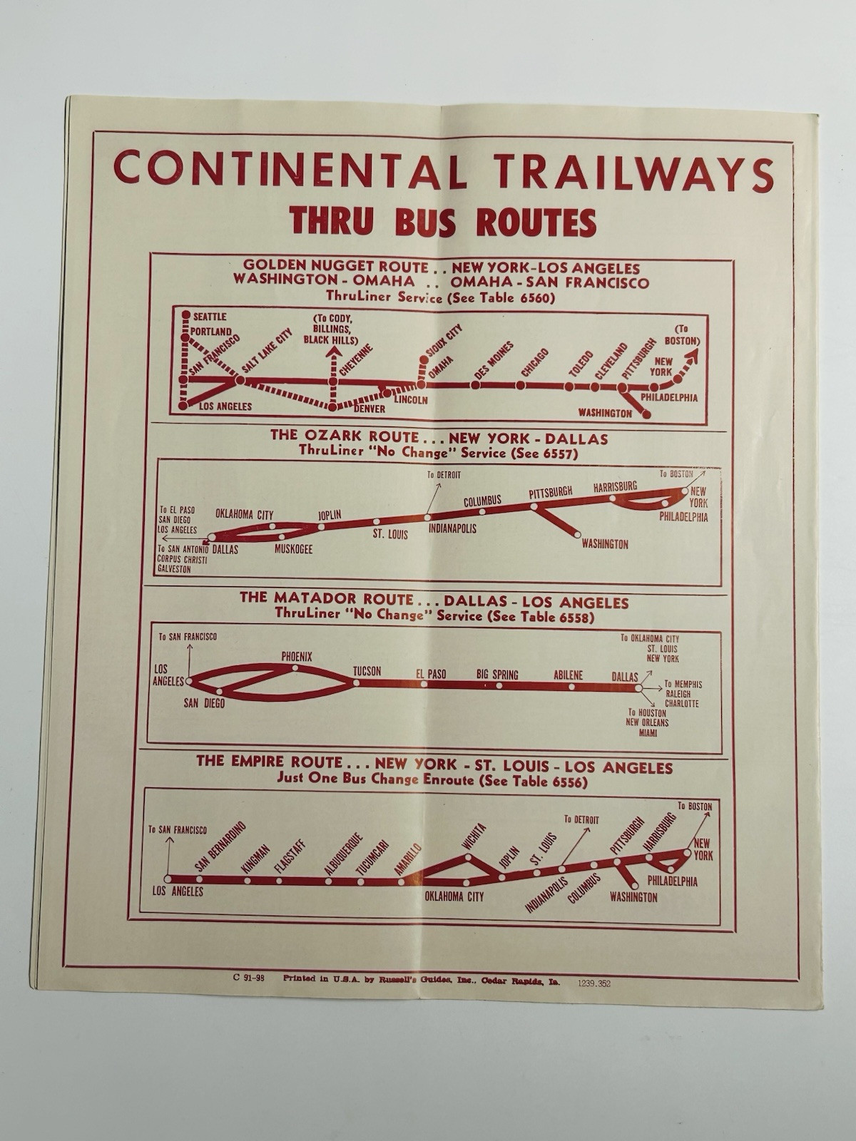 1957 Continental Trailways Bus Lines Brochure Tour Chicago – Dallas