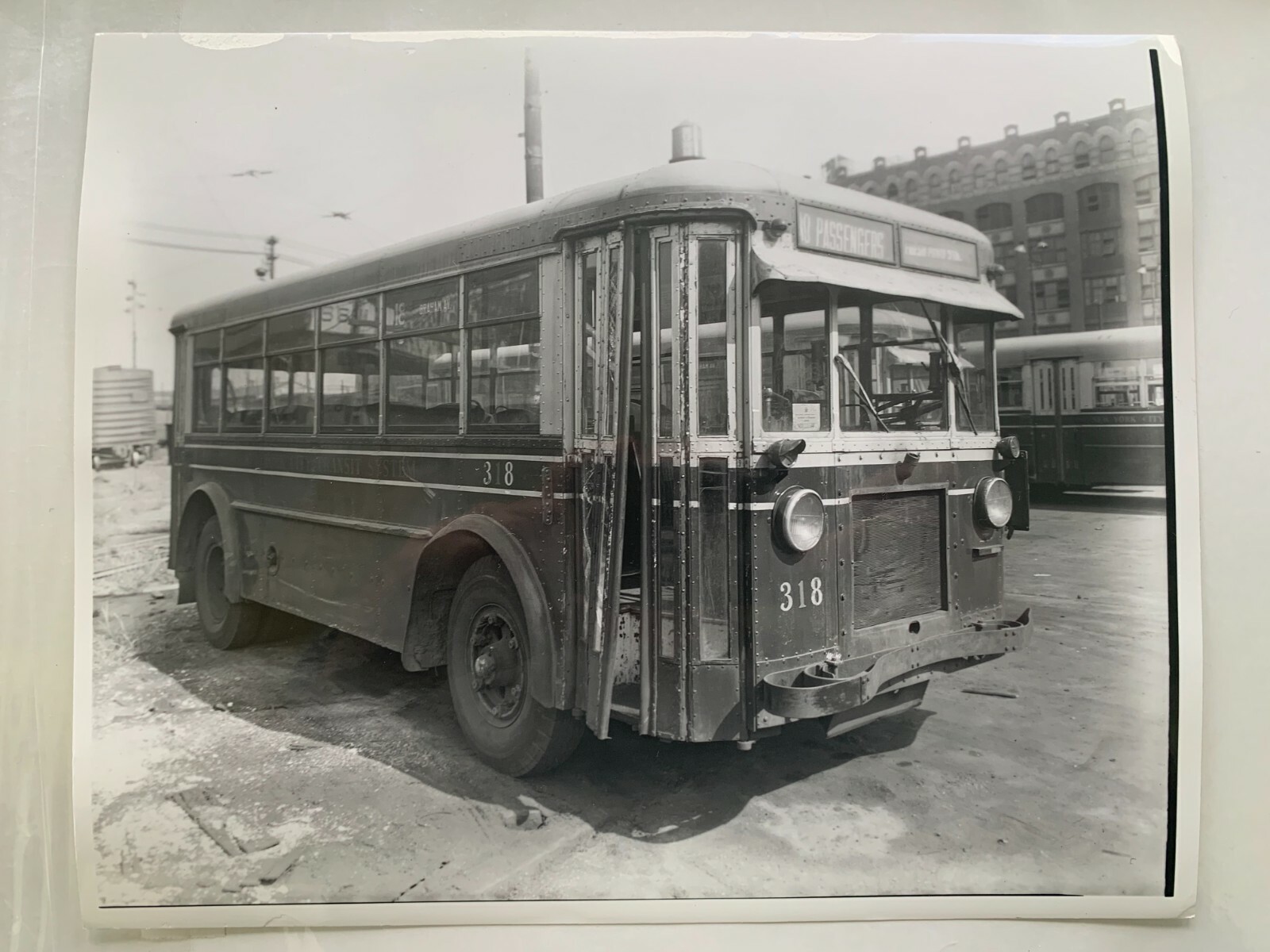 NYC NY TROLLEY VINTAGE COLLECTIBLE NO PASSENGERS ARCHIVE BLACK WHITE PHOTOGRAPH