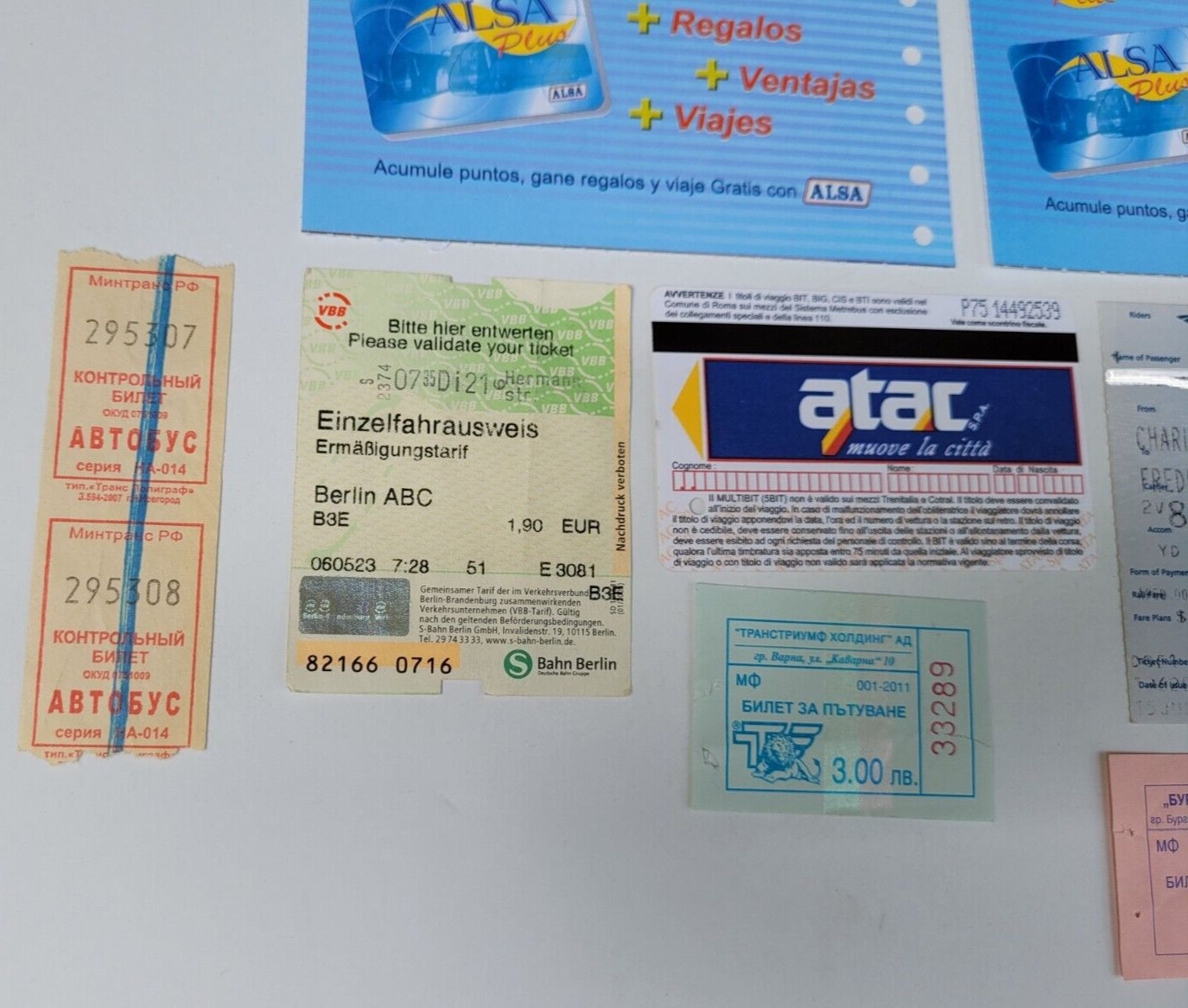 15 Travel tickets – USA, UK, Bulgaria, Germany, Spain, Ukraine bus, train, metro