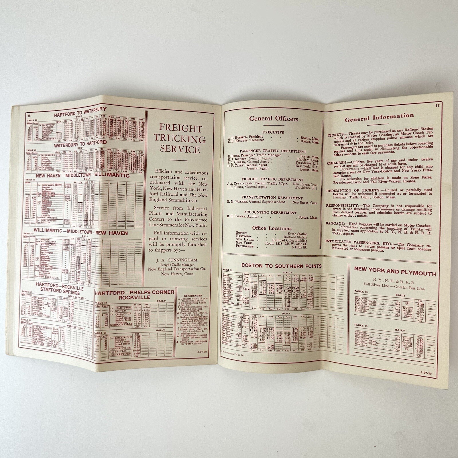 Antique Motor Coach Service New England Transportation Company April 27 1930