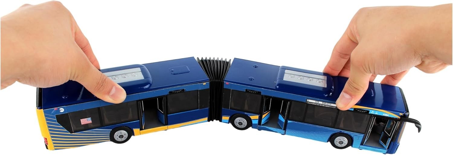 RT8571 16″ Articulated NYC Bus Toy – Blue/Brown//