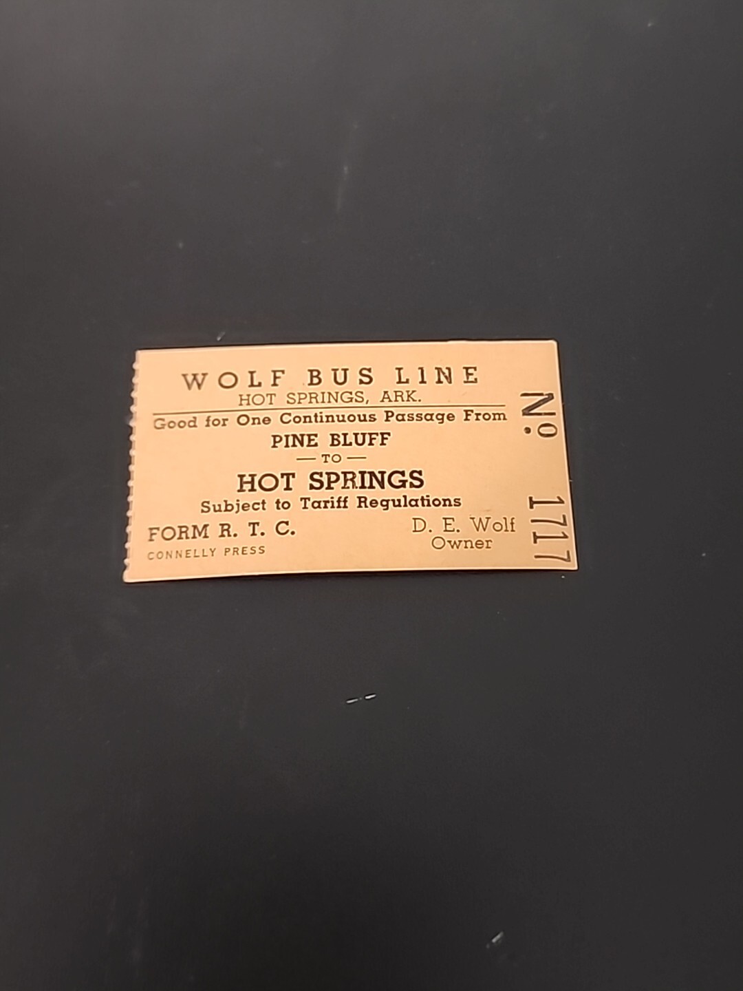 EPHEMERA LOT OF 4 RARE VINTAGE/ANTIQUE BUS TICKET STUBS: WOLF BUS LINE ARKANSAS