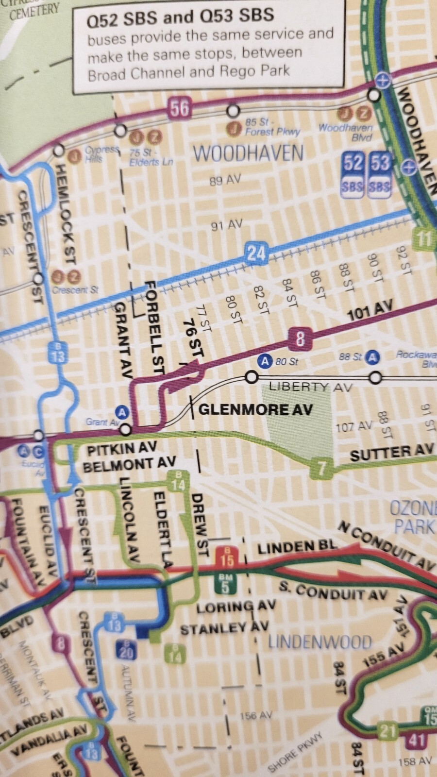 New York City MTA Transit NY QUEENS Bus Route Map Latest Version Full Brand New