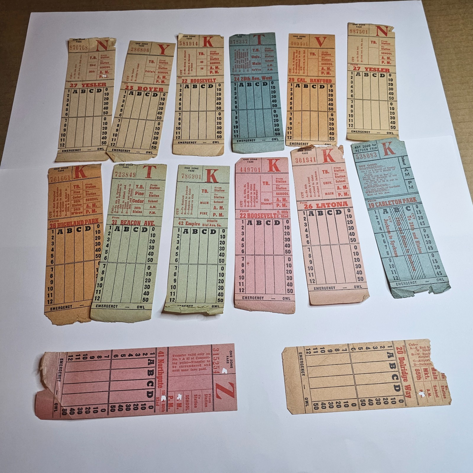1950s SEATTLE TRANSIT SYSTEM TICKET CARD LOT BUS TROLLEY DRIVER MOTOR COACH FARE