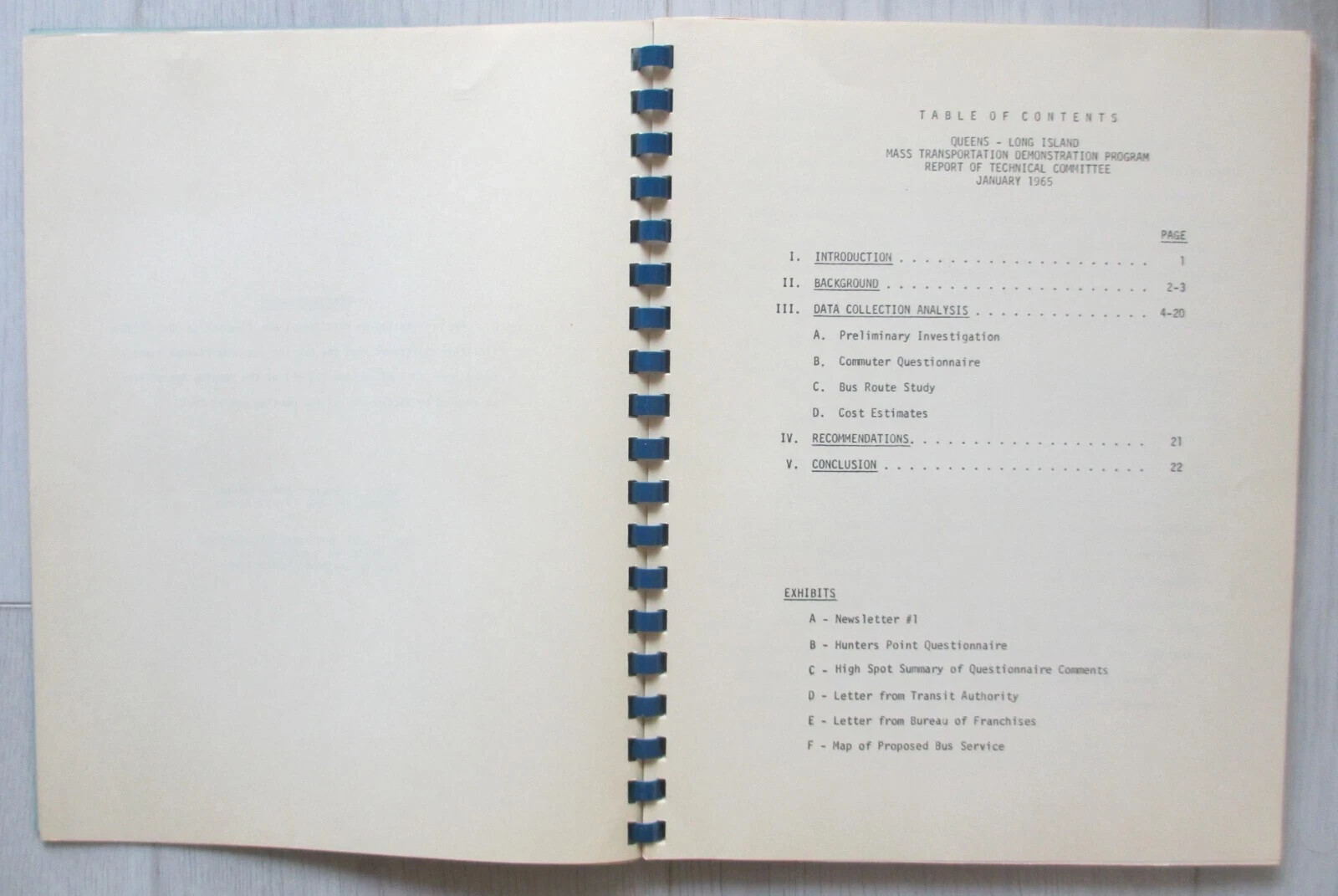 Vintage 1965 City of New York Queens Long Island Shuttle Bus Proposal Book