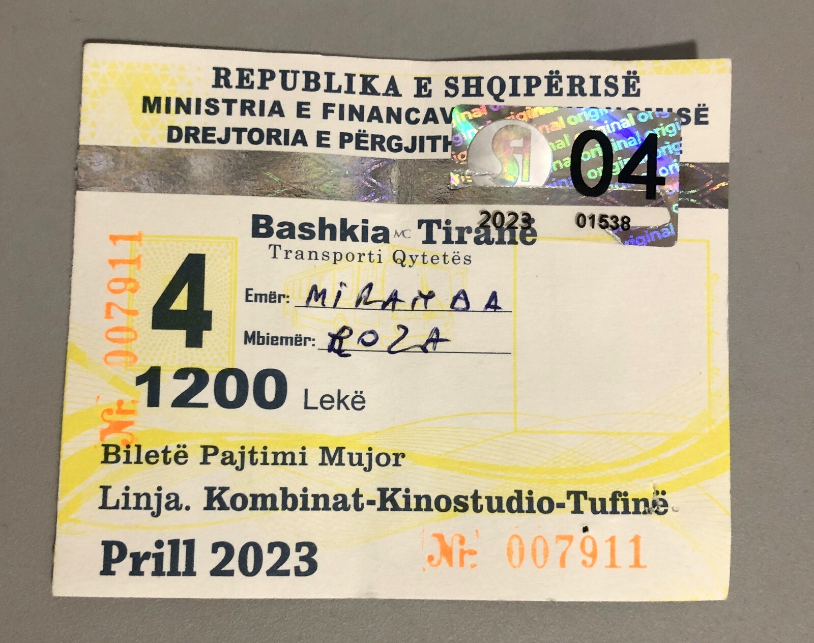 New 2023 Bus Season Ticket from Albania.
