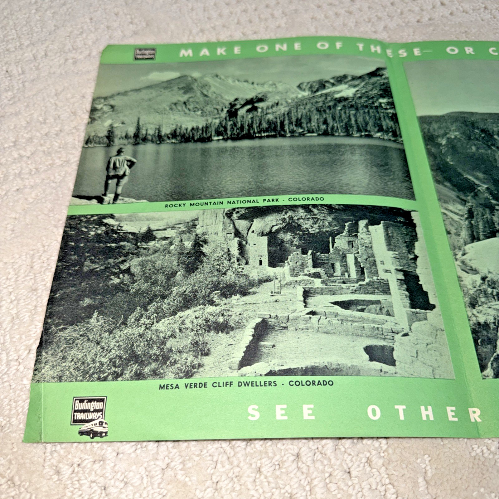 Vintage 1940s / 50s BURLINGTON TRAILWAYS Bus VACATION GUIDE Brochure