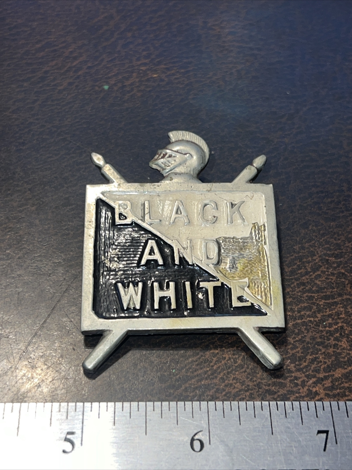 Vintage 1900s Black & White Bus Taxi Can Lines Employee Uniform Badge