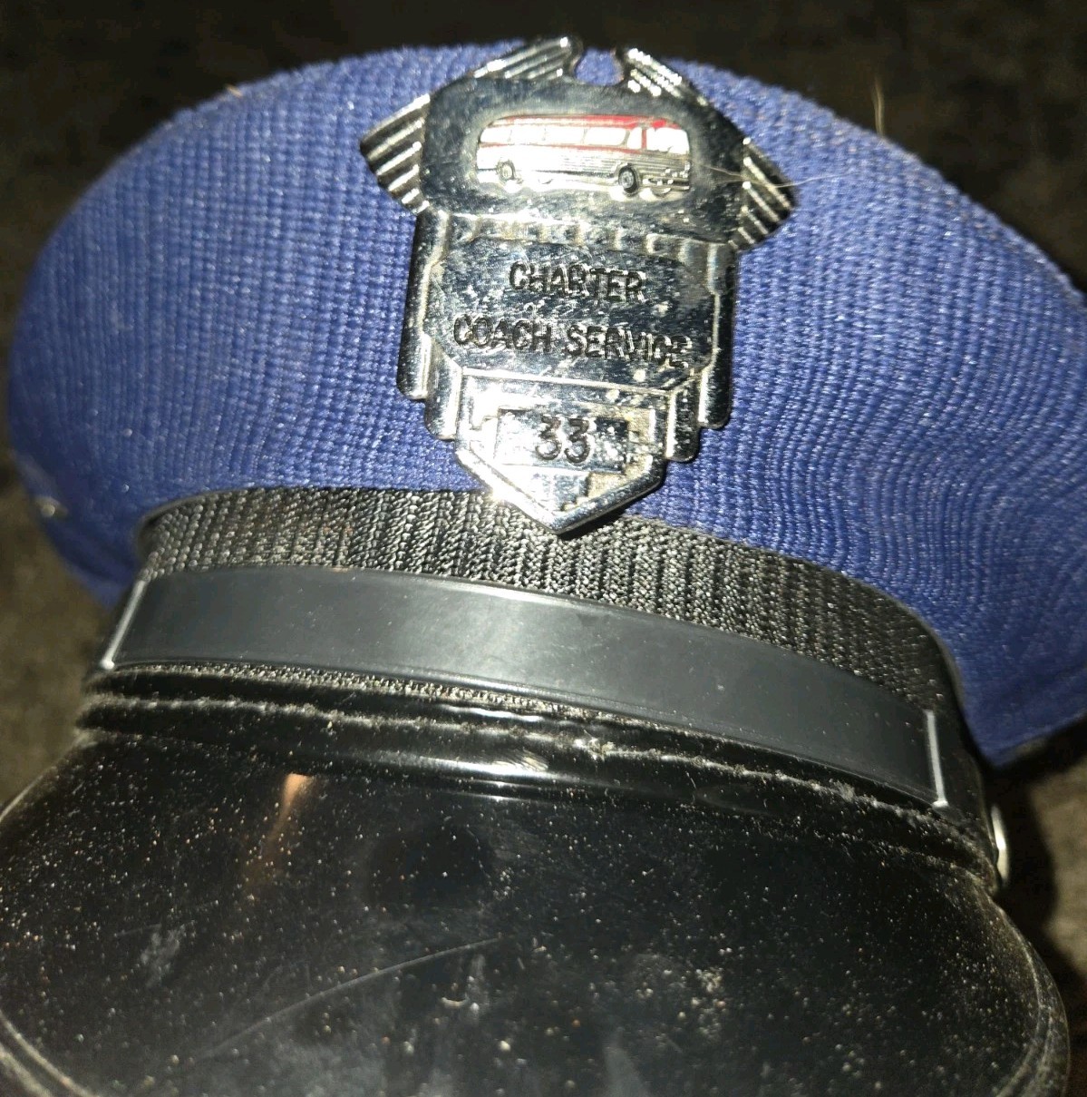 Vintage Charter Autobus Coach Dress Hat Cap Chartwr Coach Service 33 Hat Badge