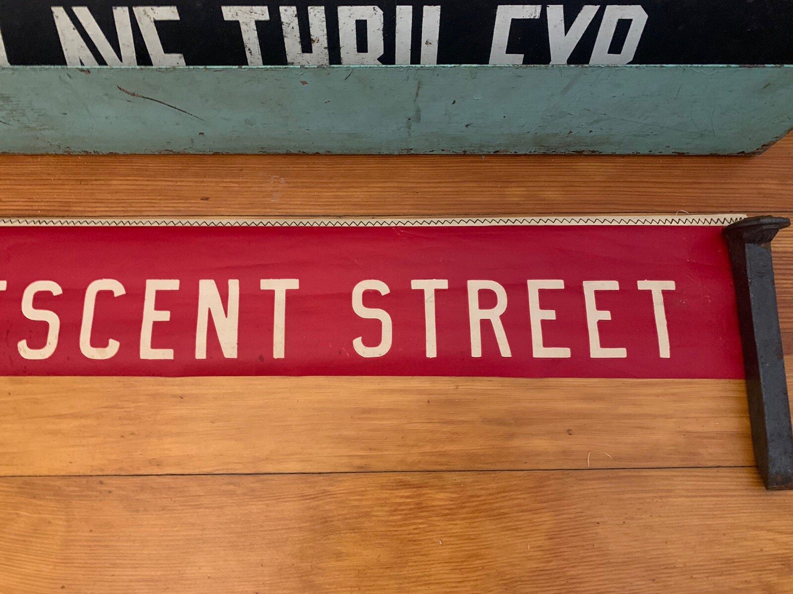 BROOKLYN RED NYC BUS ROLL SIGN CROSSTOWN DEPOT CRESCENT STREET EAST NEW YORK ART