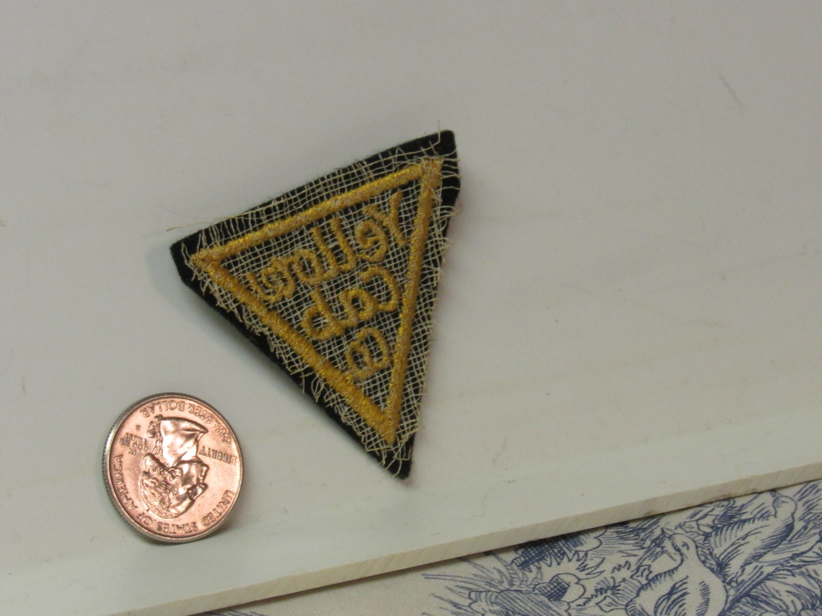 Vtg. Yellow Cab Co. Embroidered on Felt Hat Patch