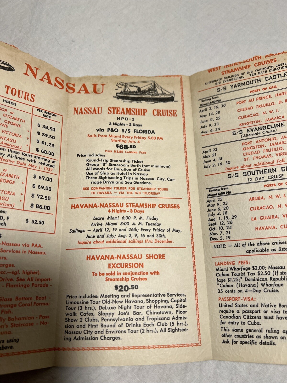 1957 Greyhound Bus Lines West Indies Nassau Vintage Travel Brochure Steamship