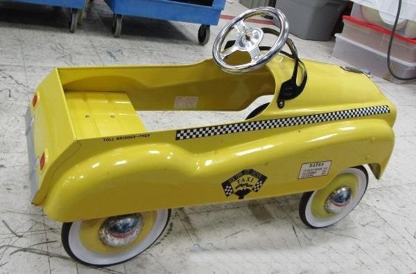 Vintage GEARBOX CHECKERED YELLOW CAB Pedal Car NYC Taxi Cab* VGC * SEE PIX