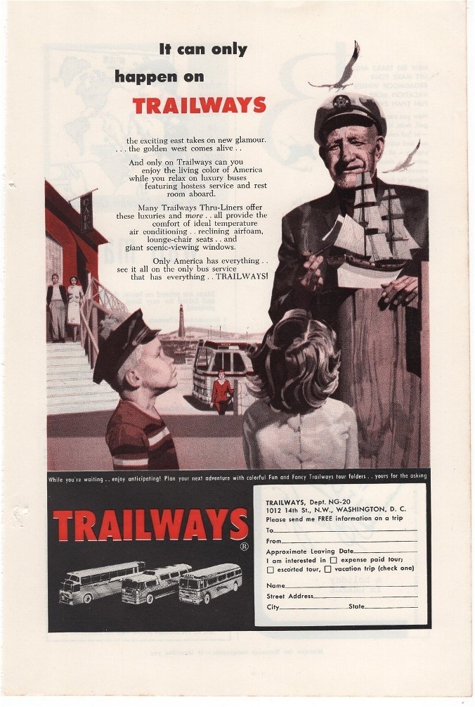 Trailways Bus It Can Only Happen on Trailways in America 1960 Vintage Ad