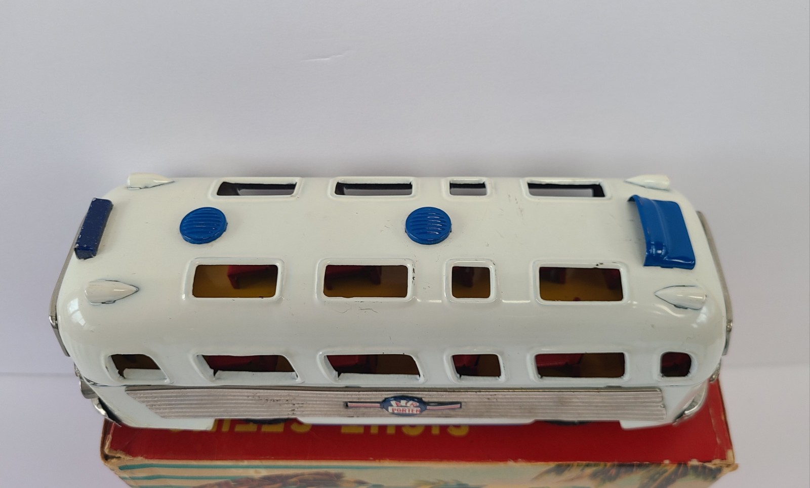VINTAGE SSS JAPAN TIN FRICTION BUS AIR PORTER SIGHT SEEING WITH BOX 1950’S