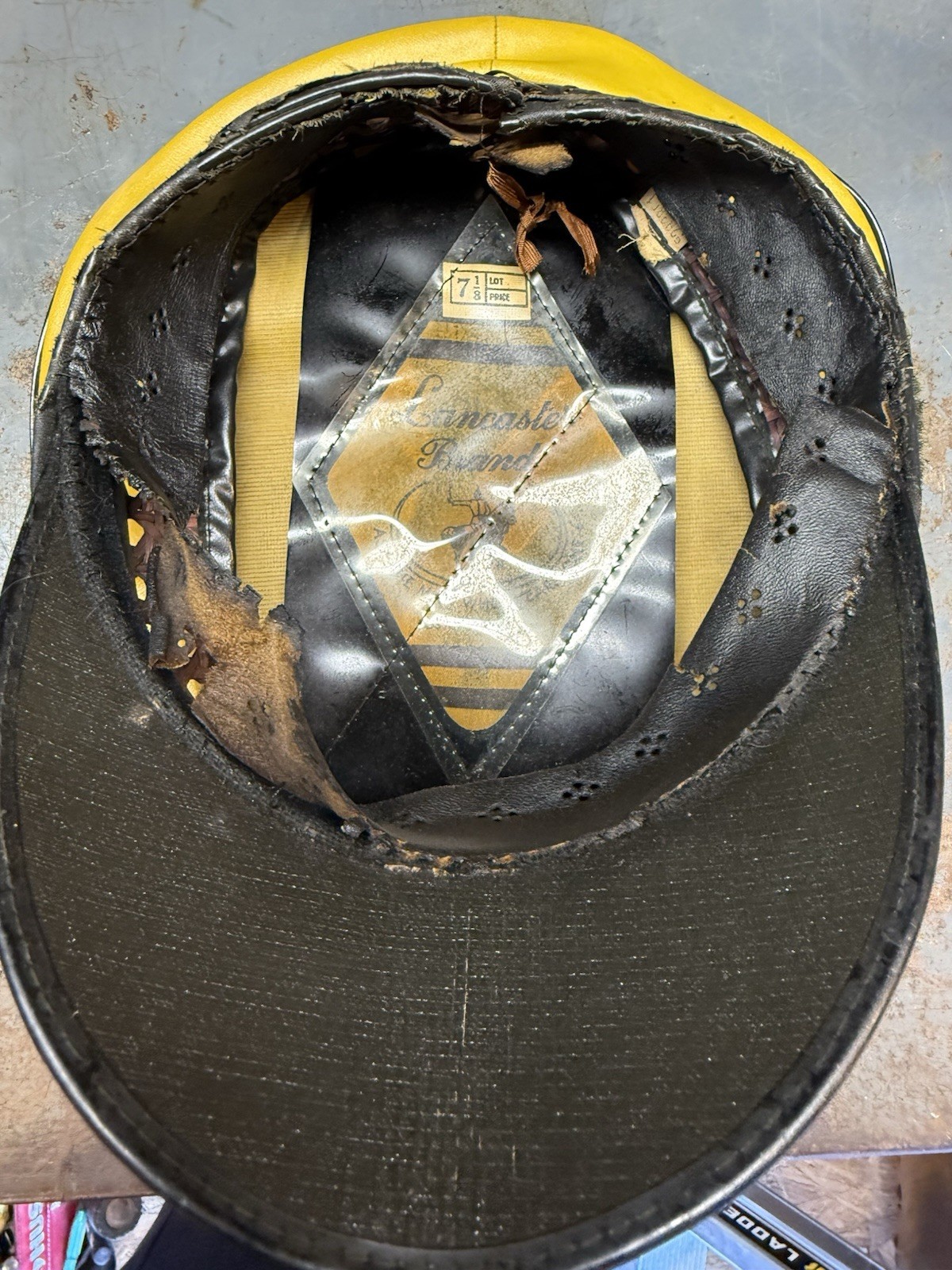 Vintage Yellow Cab company Driver Uniform Leather Hat Lancaster Brand 7 1/8 Size