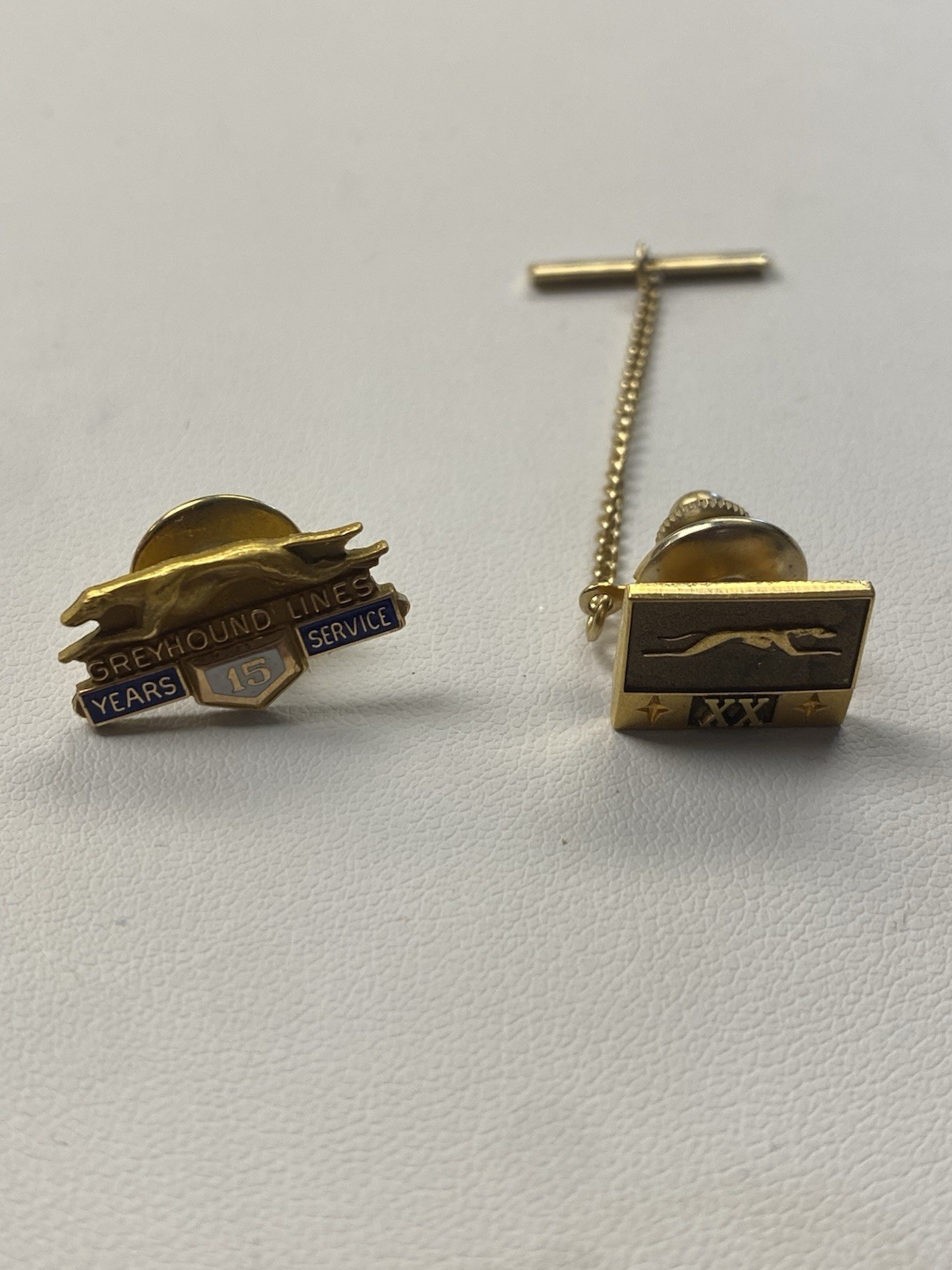 Vintage Greyhound Lines 15 Years Service Pin & 20 Service Pin