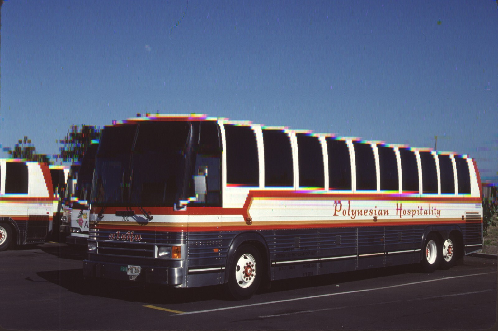 Polynesian Hospitality Prevost Bus Kodachrome Original Kodak slide