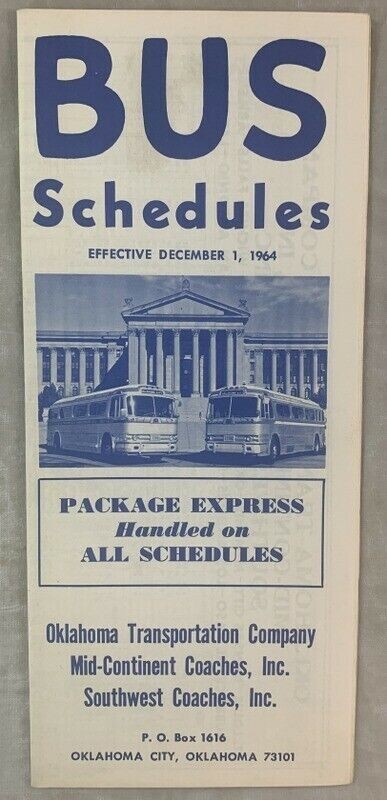 (Lot of 10) Original 1960s Bus Coach Timetables Oklahoma MKO Lines OT MC SWC