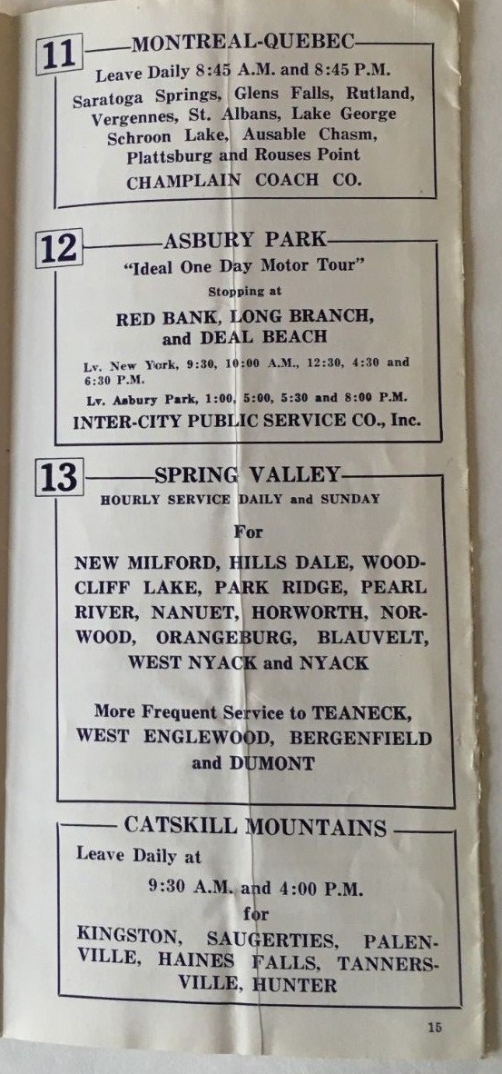 Vintage 1930 Hotel Astor New York City Bus Motor Coach Timetable Brochure Martz