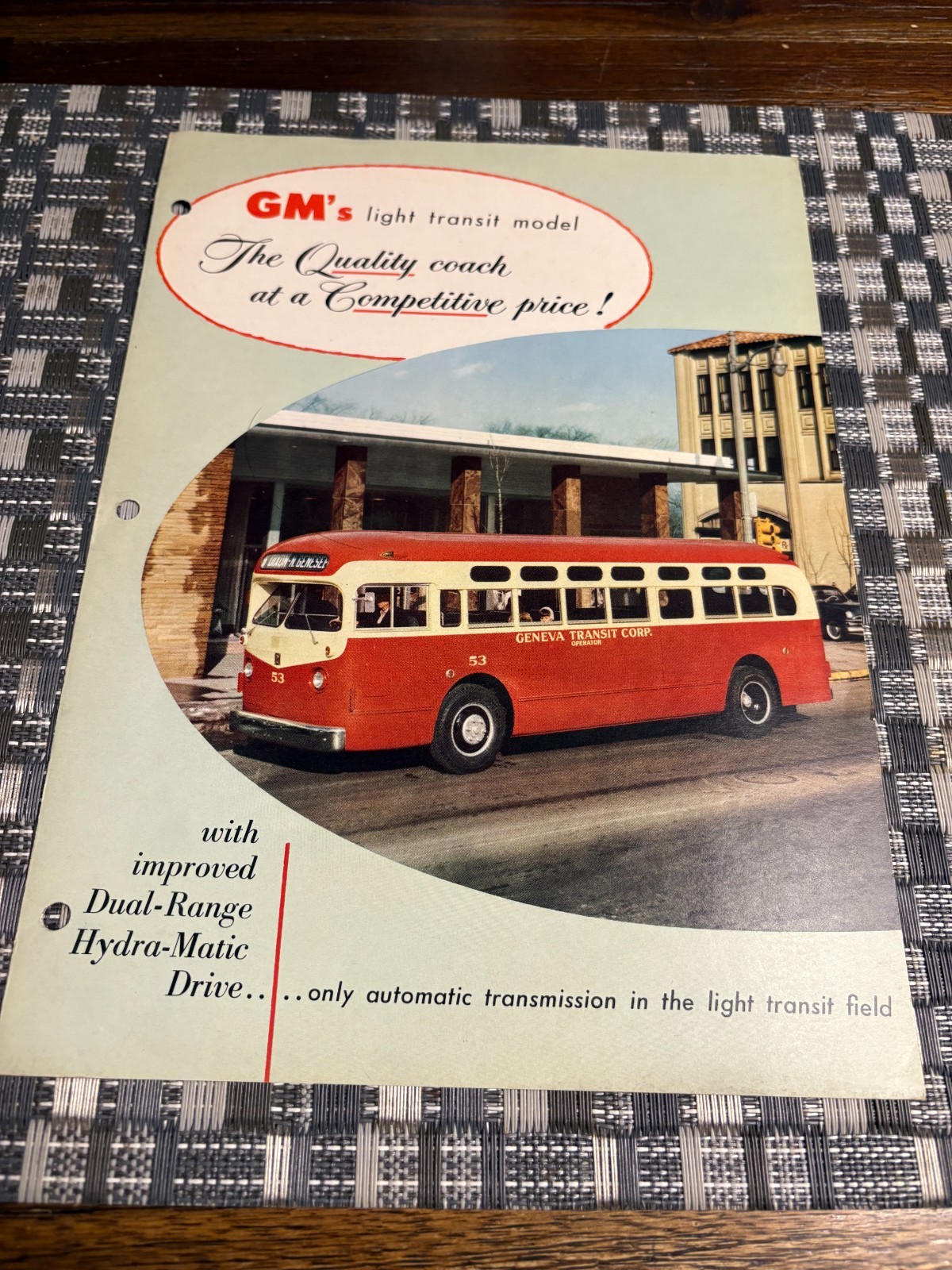 GM LIght Transit Model Quality Coach Bus Advertising Brochure RARE ~1954