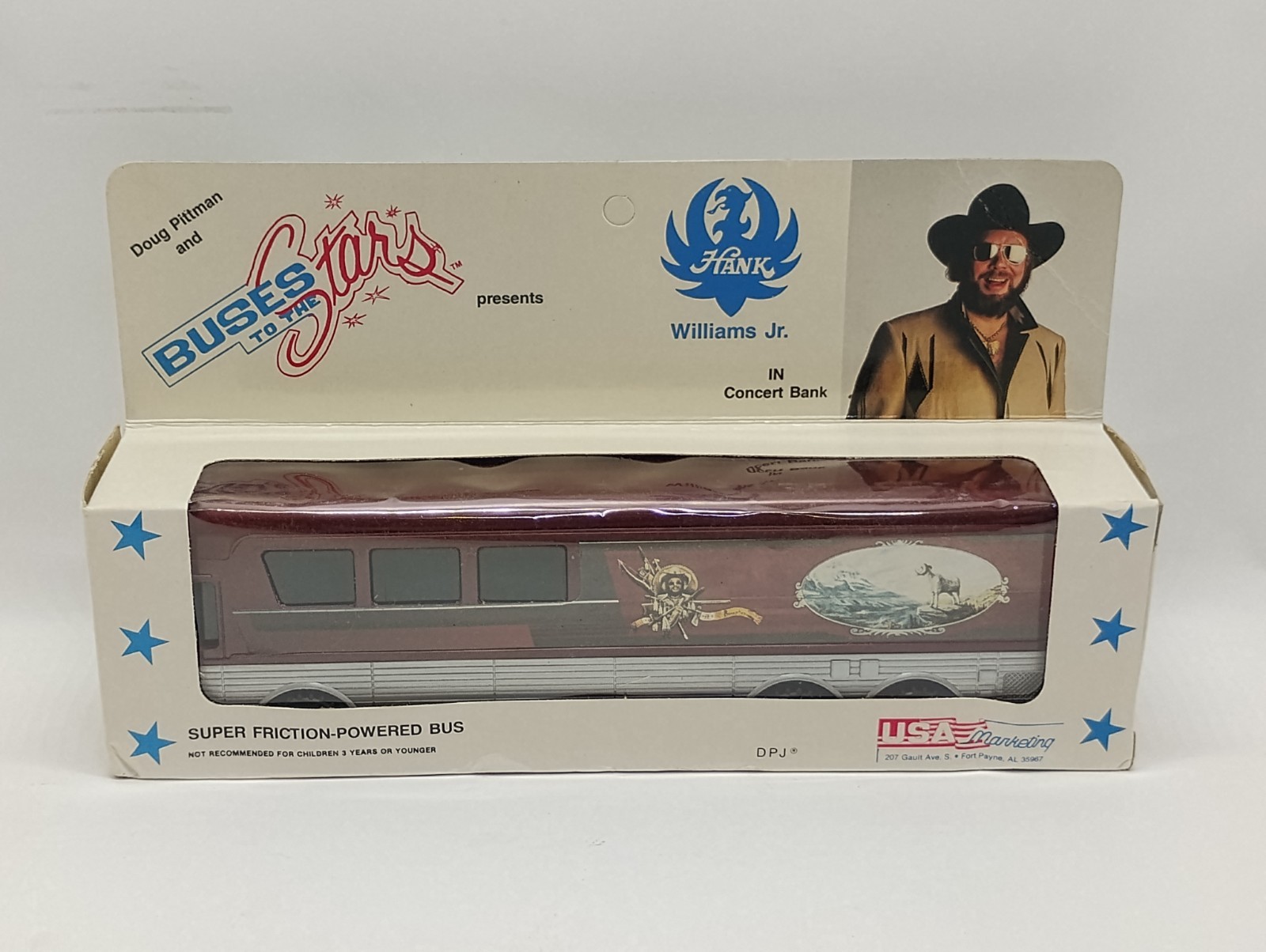 Busses To The Stars Hank Williams Jr. Super Friction Powered Bus Toy Bank