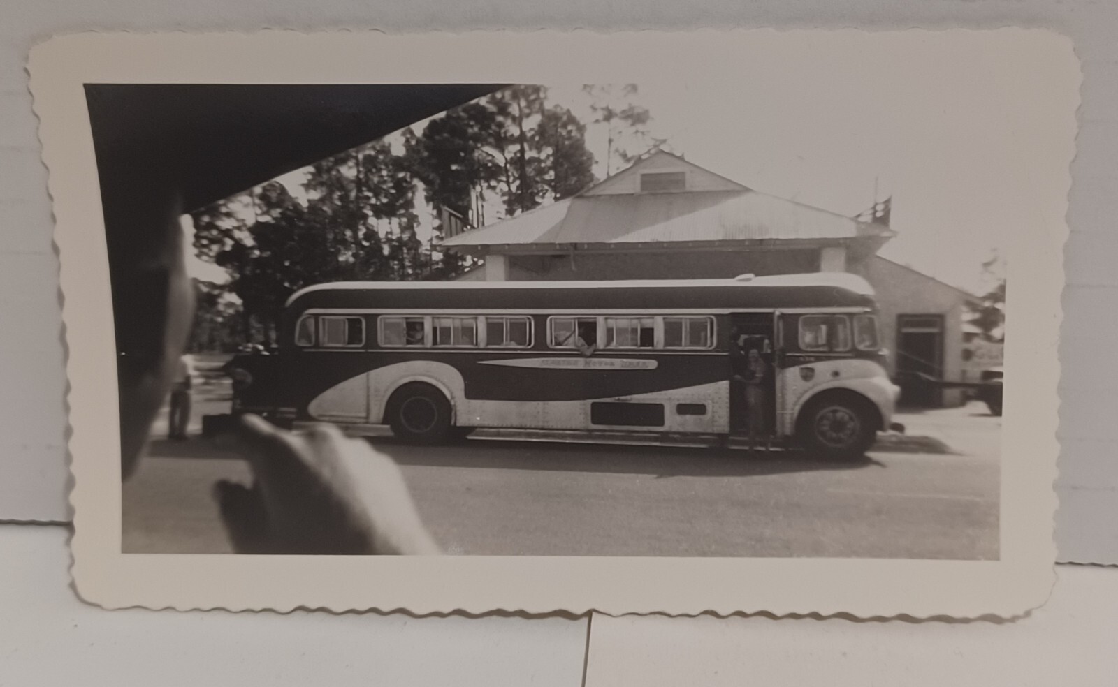 *Possible* Greyhound Bus parked at Station. Location Unknown 1940s SZ: 5×3