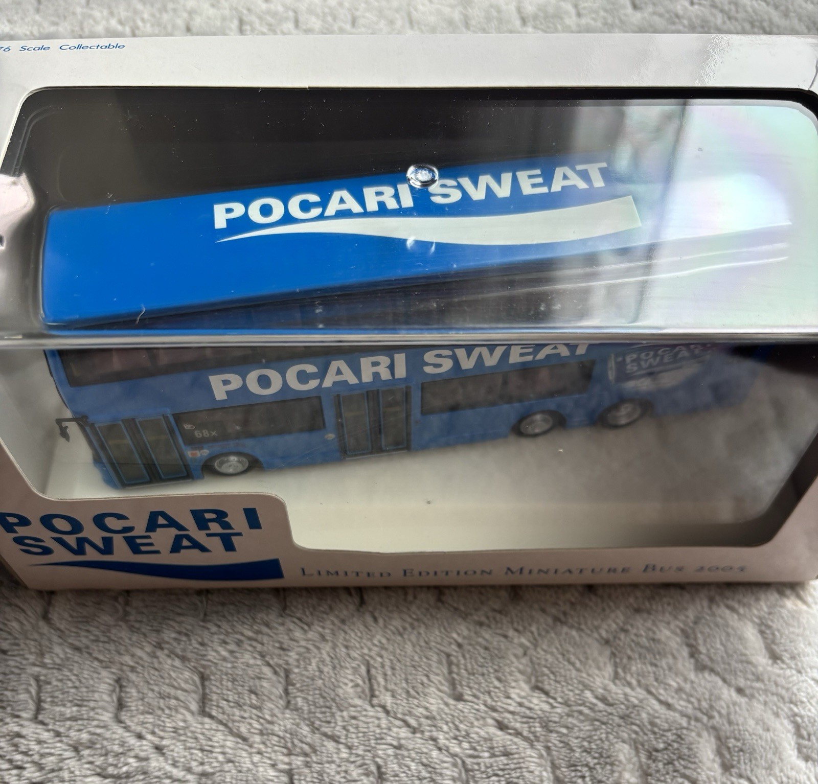 Pocari Sweat Limited Edition Blue Miniature Double-Decker Bus 2005 Collectible