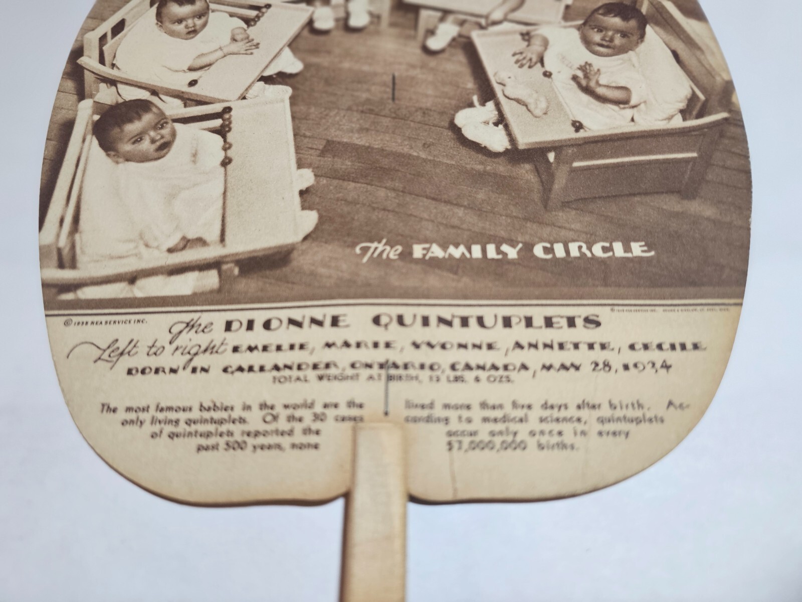 c.1935 NORTH HALEDON BUS LINE FAN NEW JERSEY DIONNE QUINTUPLETS ADVERTISING N.J.