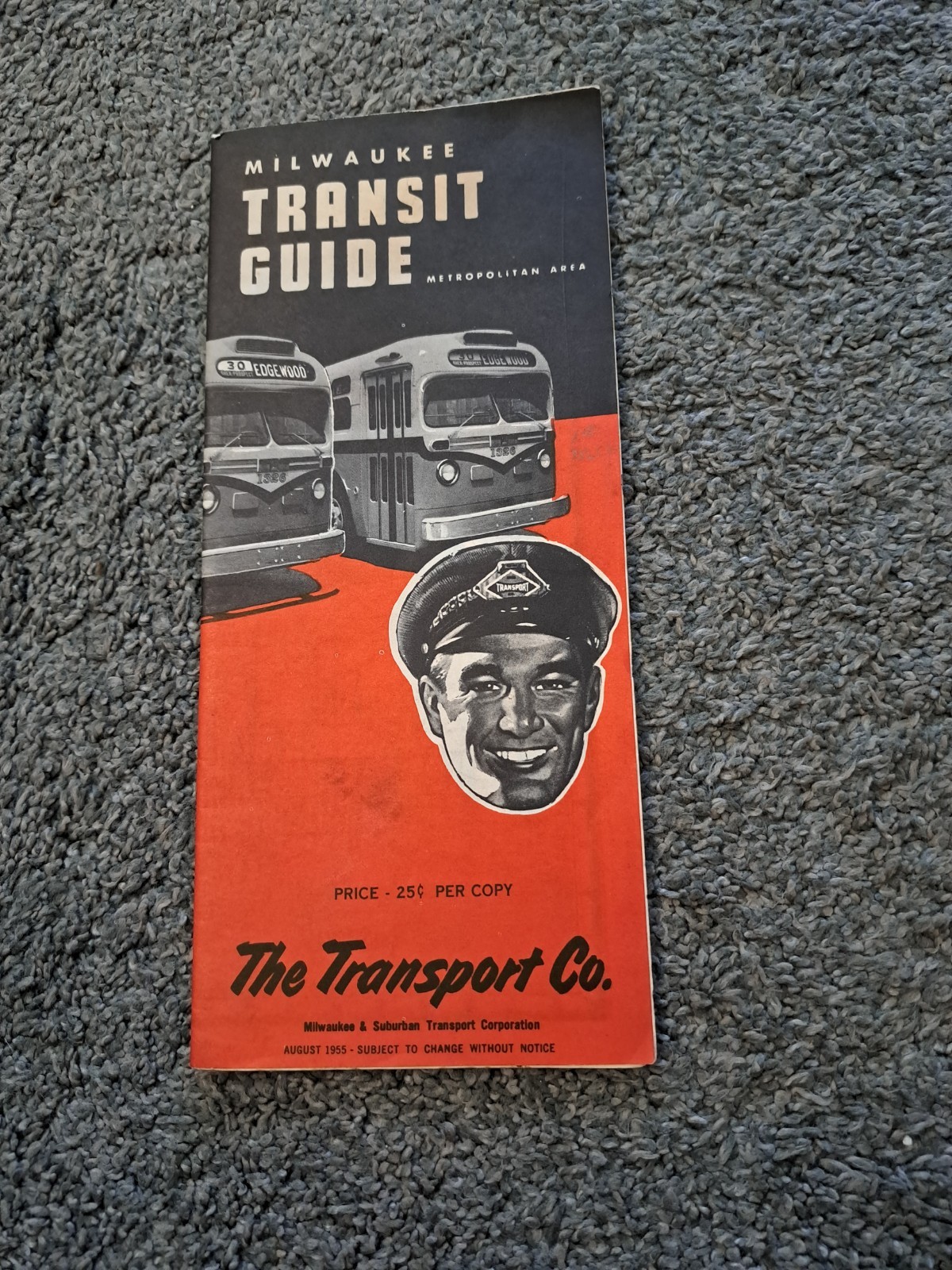 Vintage 1955 Milwaukee Transit Guide Bus Route Map Transport Co.