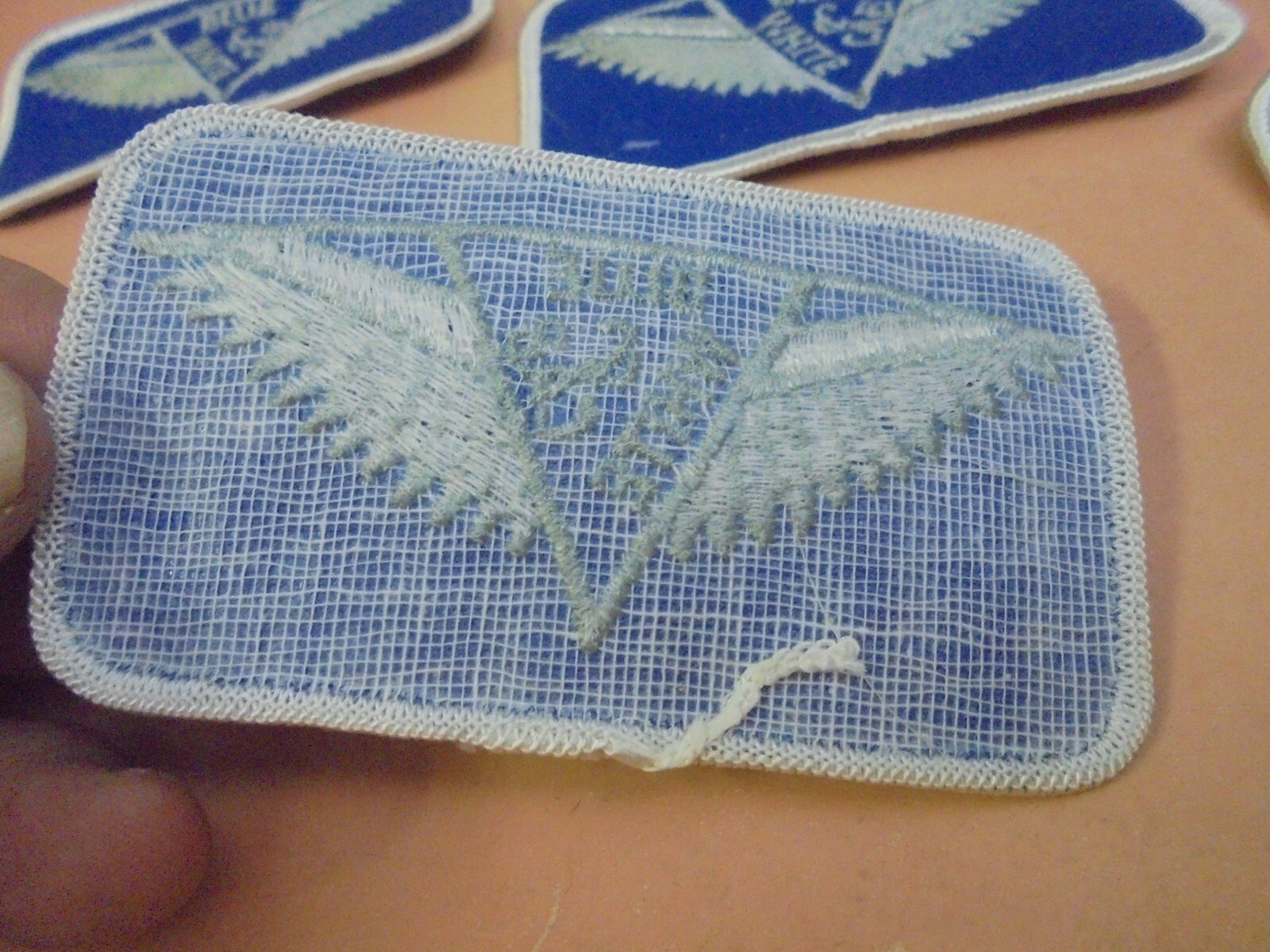 Vintage Lot of Five Blue and White Cab Patches