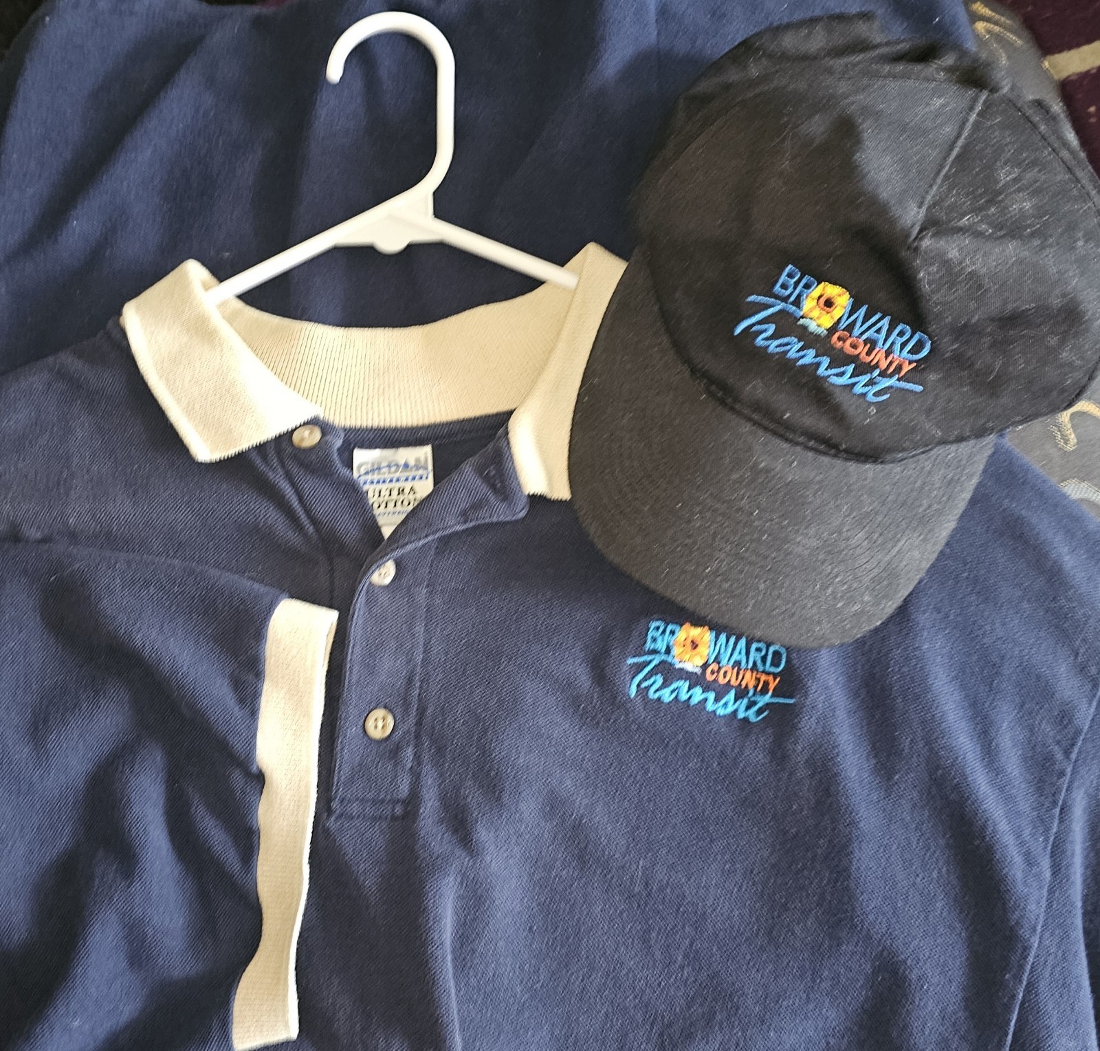 Broward Transit Polo Shirt & Hat. XL. County Bus Uniform BCT.