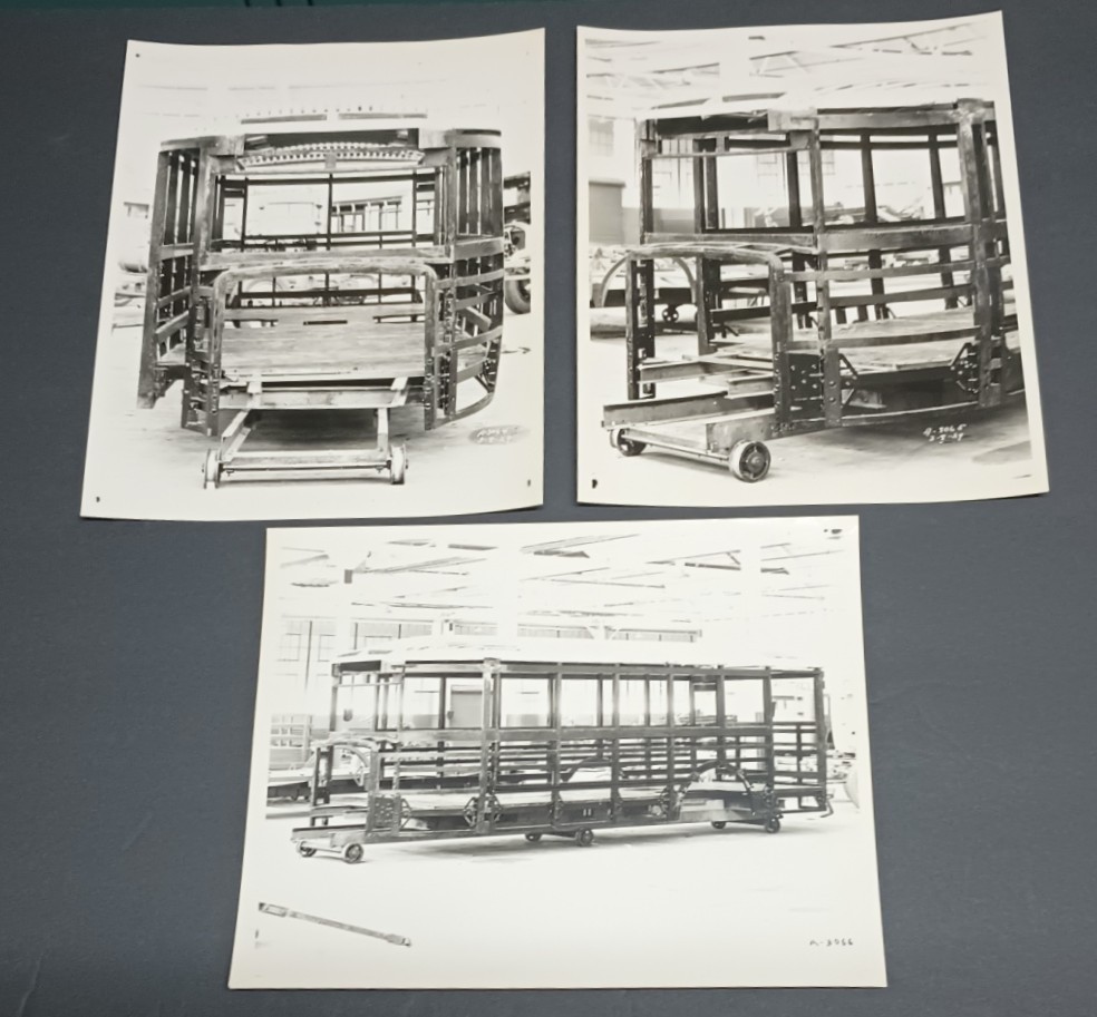 (3) RARE 1929 8x10s Mack Bus WOOD FRAME CONSTRUCTION in Factory Wooden Skeleton