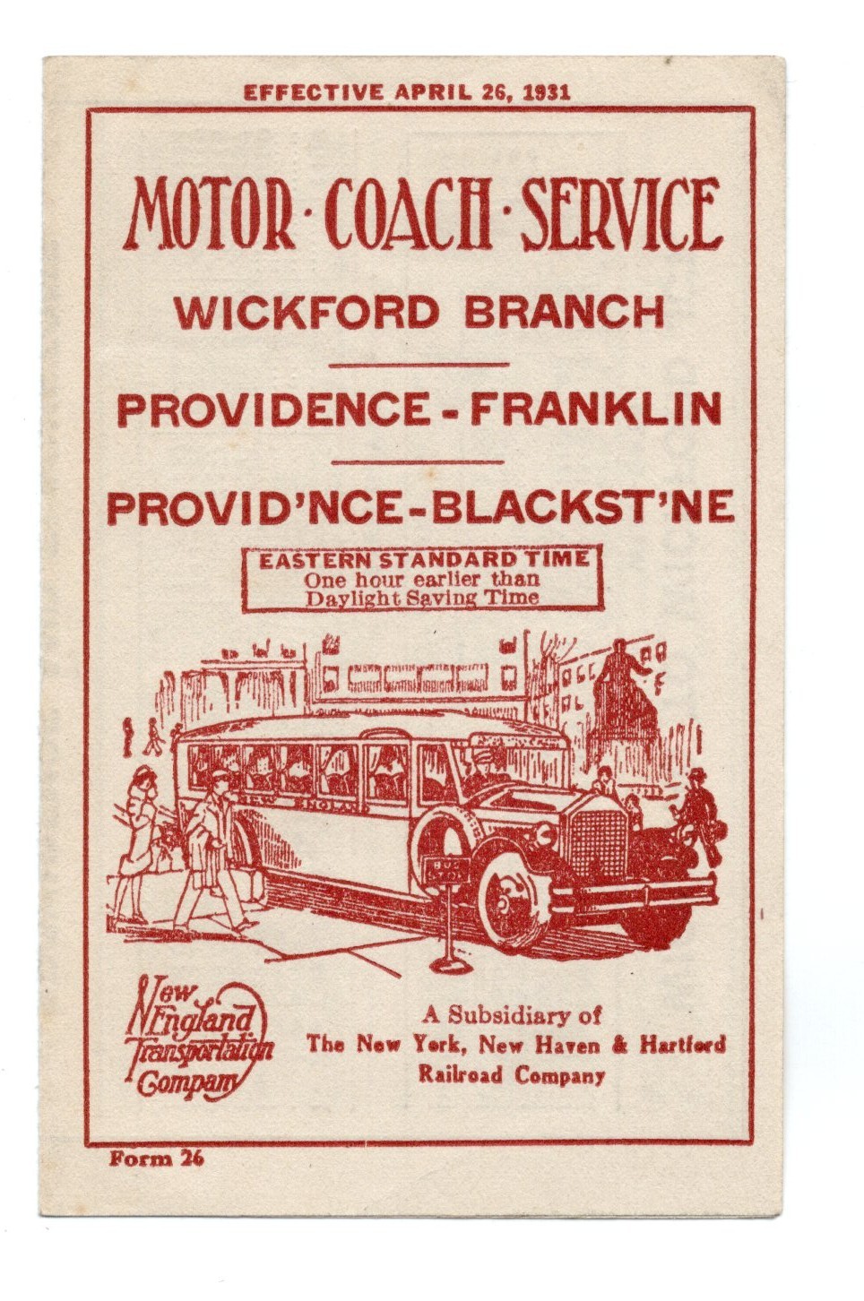 c1930s – Small New England Transportation Co Motor Coach Route Booklet – XL4C
