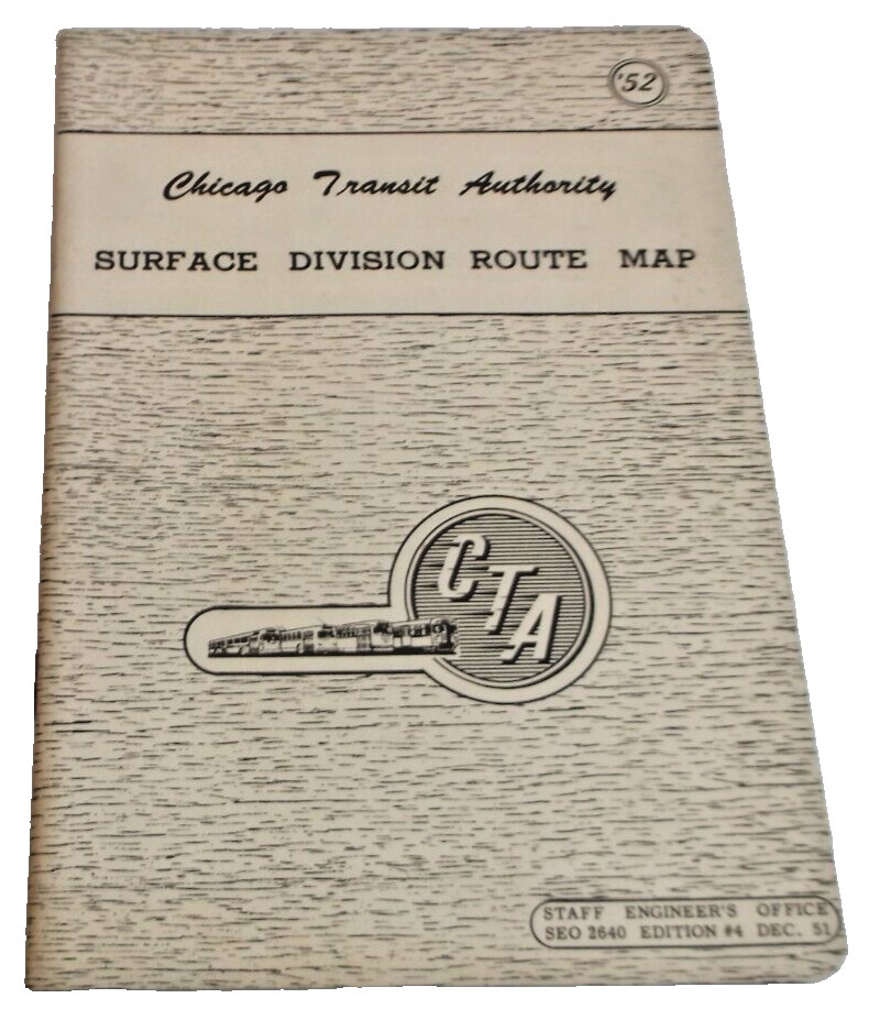1952 CHICAGO CTA SURFACE DIVISION ROUTE MAP