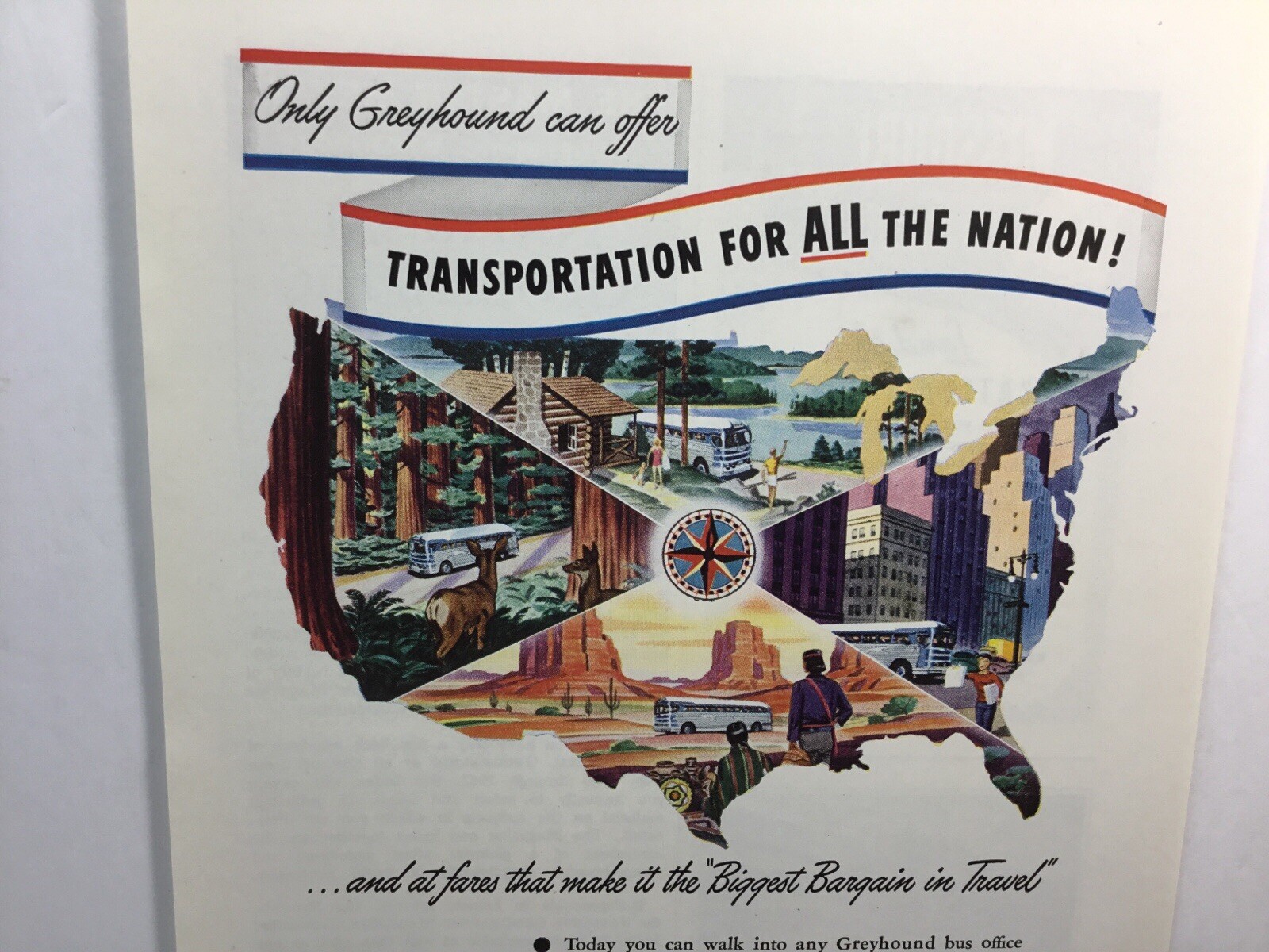 1948 GREYHOUND BUS USA Vintage Print Ad Americana Transportation