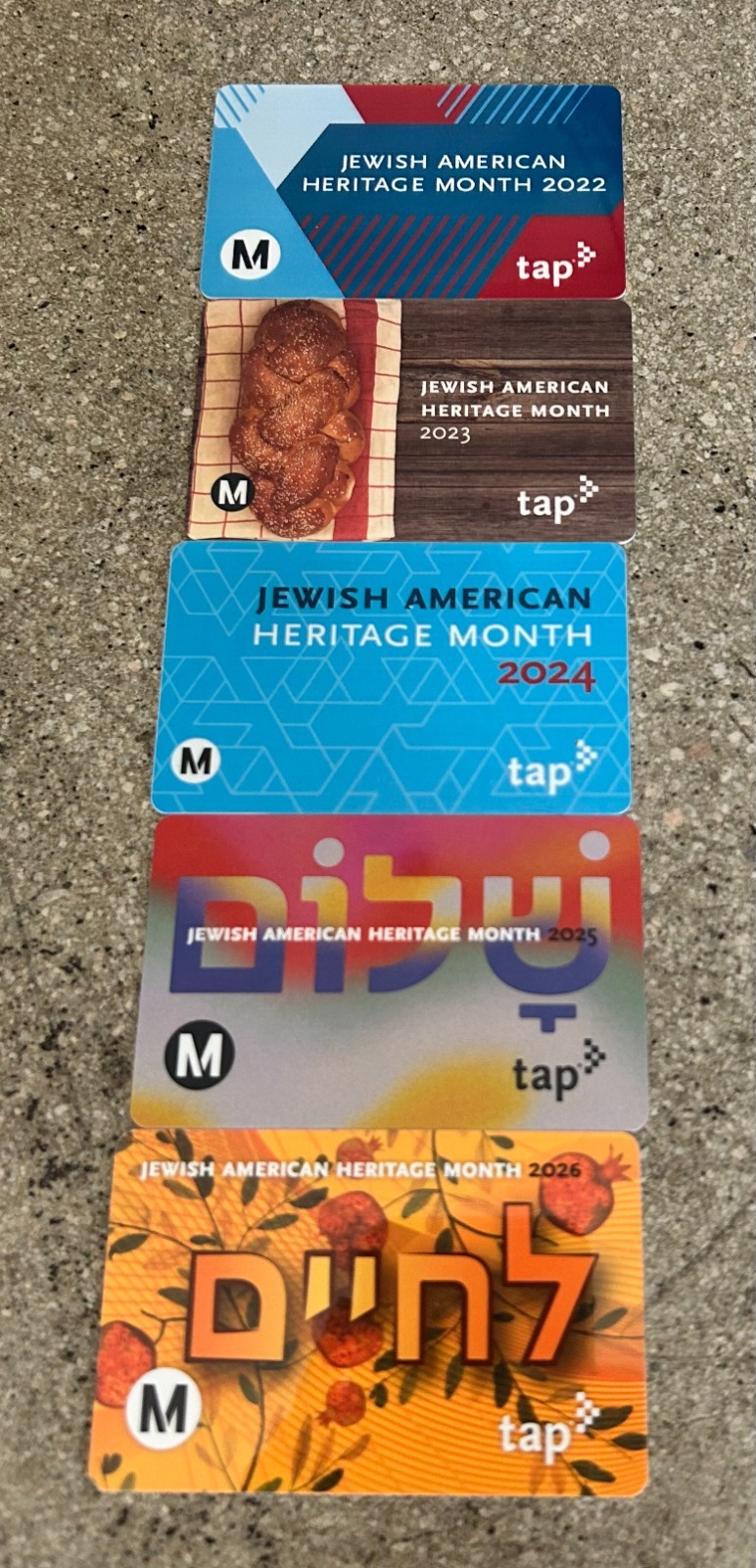 LA Metro Jewish American Heritage TAP Cards Complete Collection Set of 5