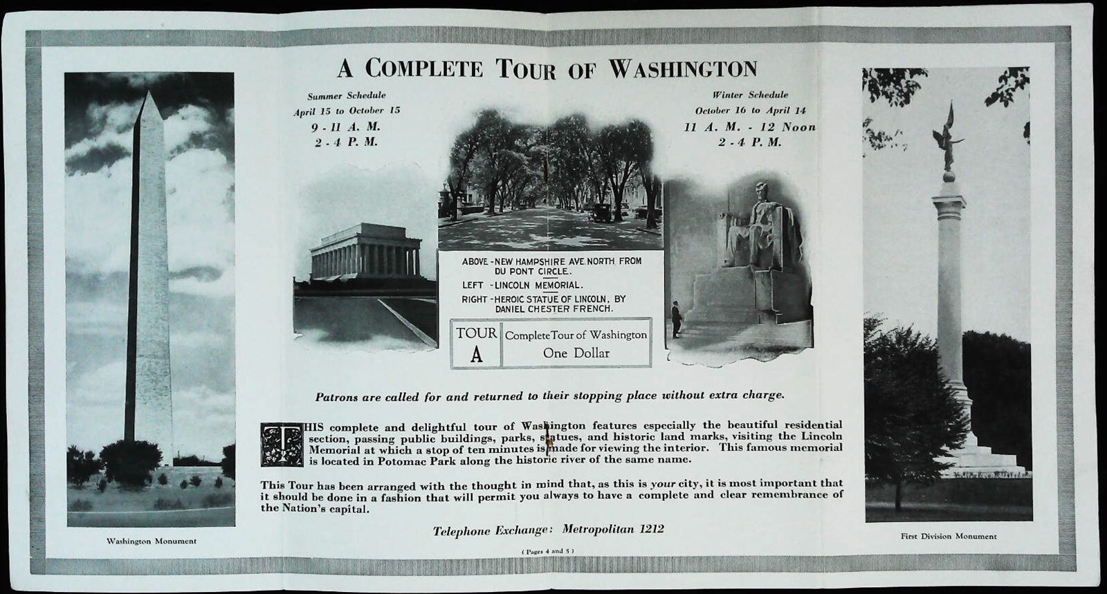 1931 Black And White Sight Seeing Company Washington DC Tours On Parlor Coaches