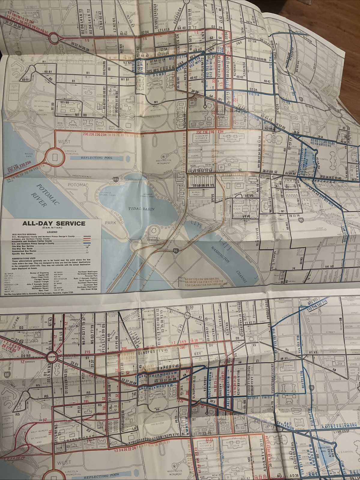 Vintage May 1974 Washington DC Metrobus System Map Maryland Virginia MD VA Metro