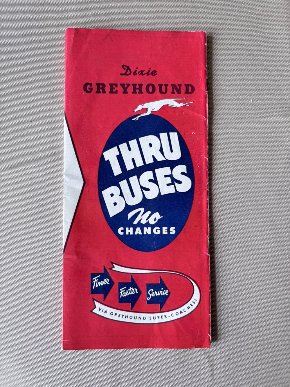 Excellent Condition 1951 Dixie Greyhound Lines Timetable w/2-Page Route Map