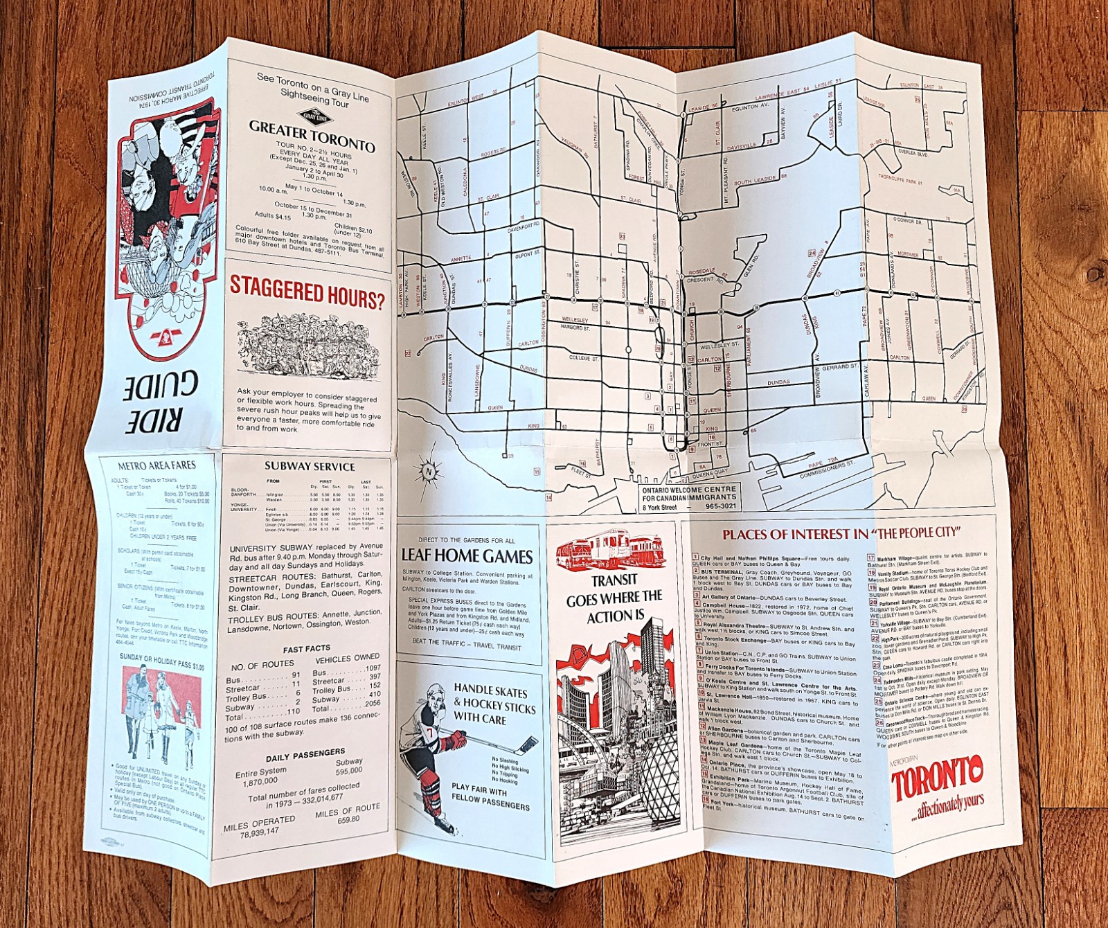 1974 TTC TORONTO TRANSIT CO BUS – SUBWAY RIDE GUIDE MAP ONTARIO CANADA