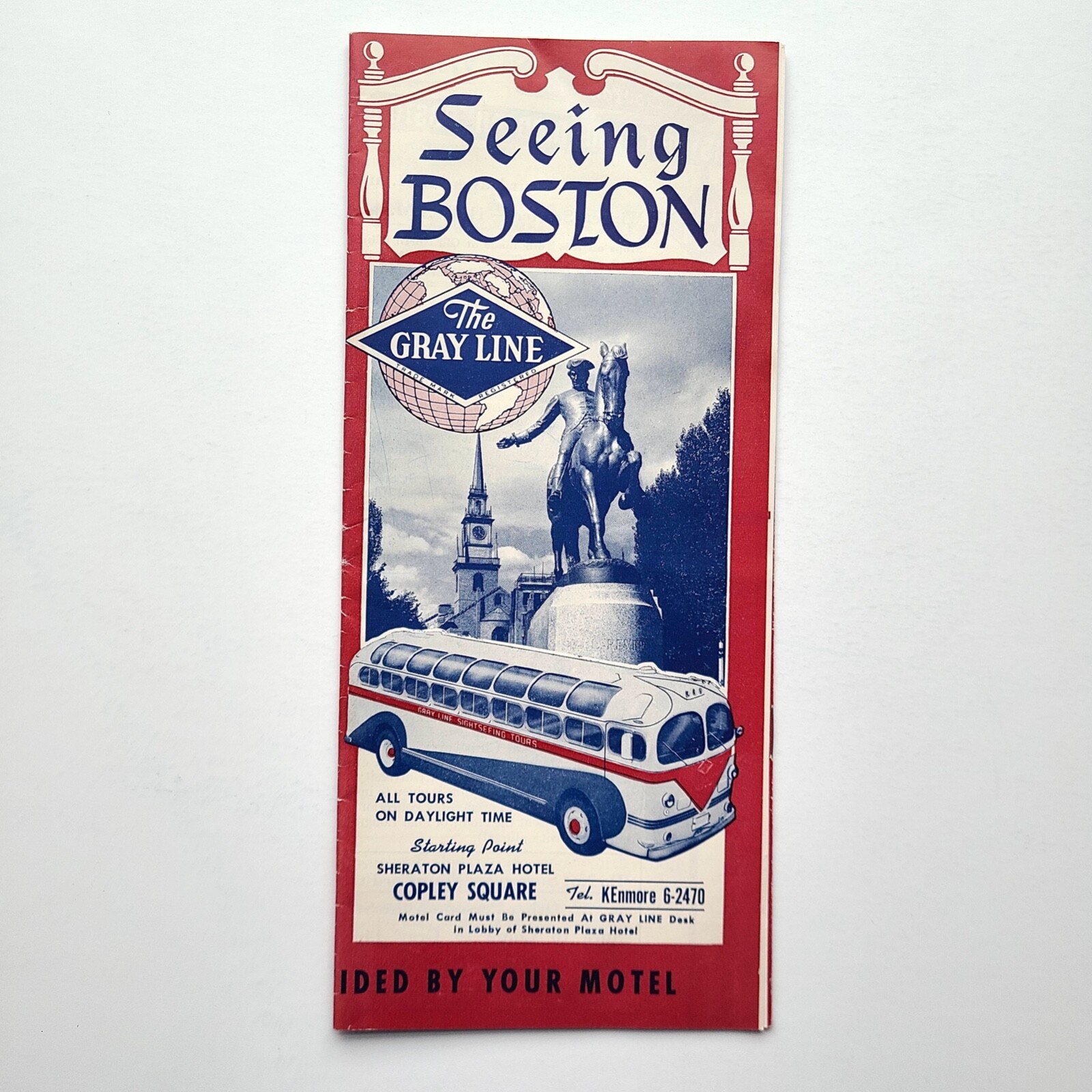 1957 Gray Line Bus Tours Vintage Travel Brochure Seeing Boston MA History Buses