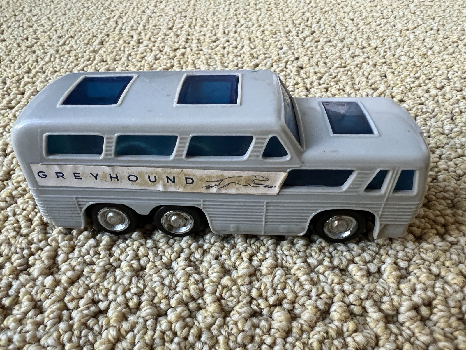 VINTAGE 4.5” FRICTION GREYHOUND BUS LUCKY MINI MITE NO. 3003 GRAY
