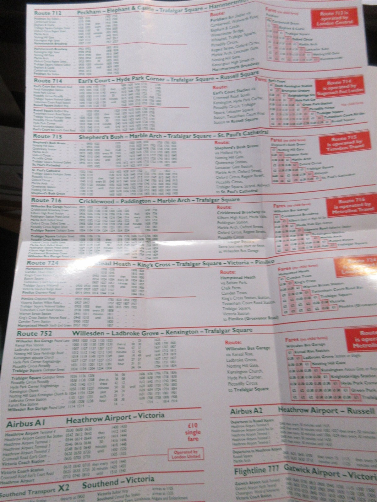 1996 Christmas Day Bus Services guide to buses in London schedule