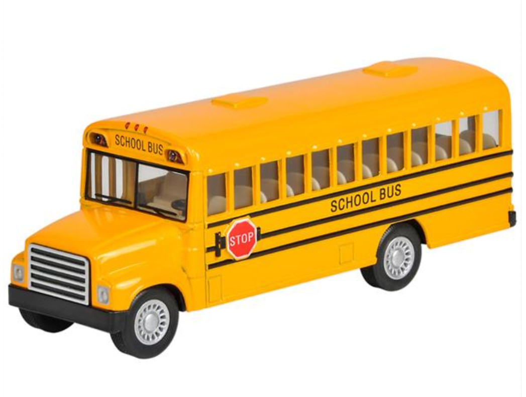 Yellow School Metal Bus Diecast Pull Back Drives 5″ Kids Fun Action Car Toy Gift