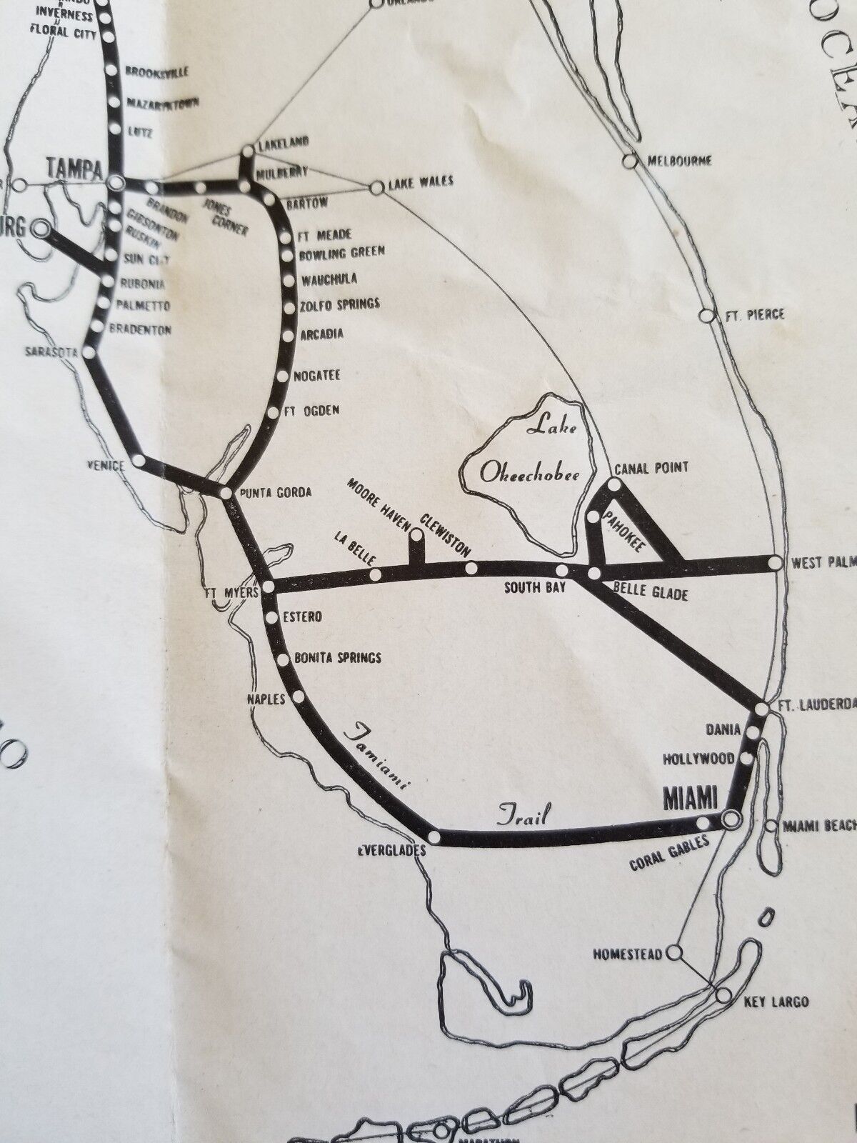 Trailways Tamiami Bus TimeTables 1956 Florida Map Advertisement