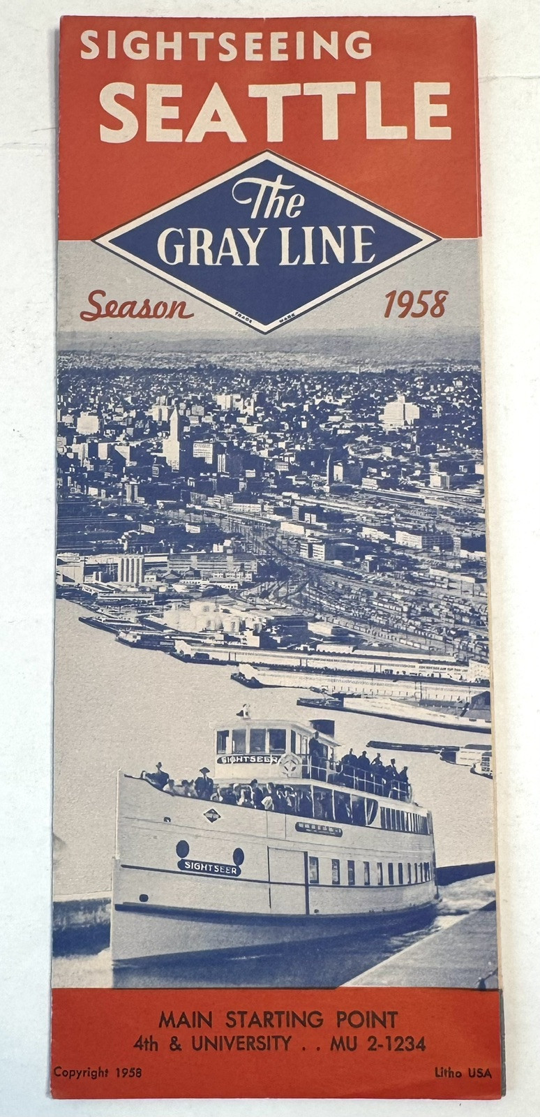 Vintage 1958 Sightseeing Seattle The Gray line Sightseeing Co. Brochure Pamphlet