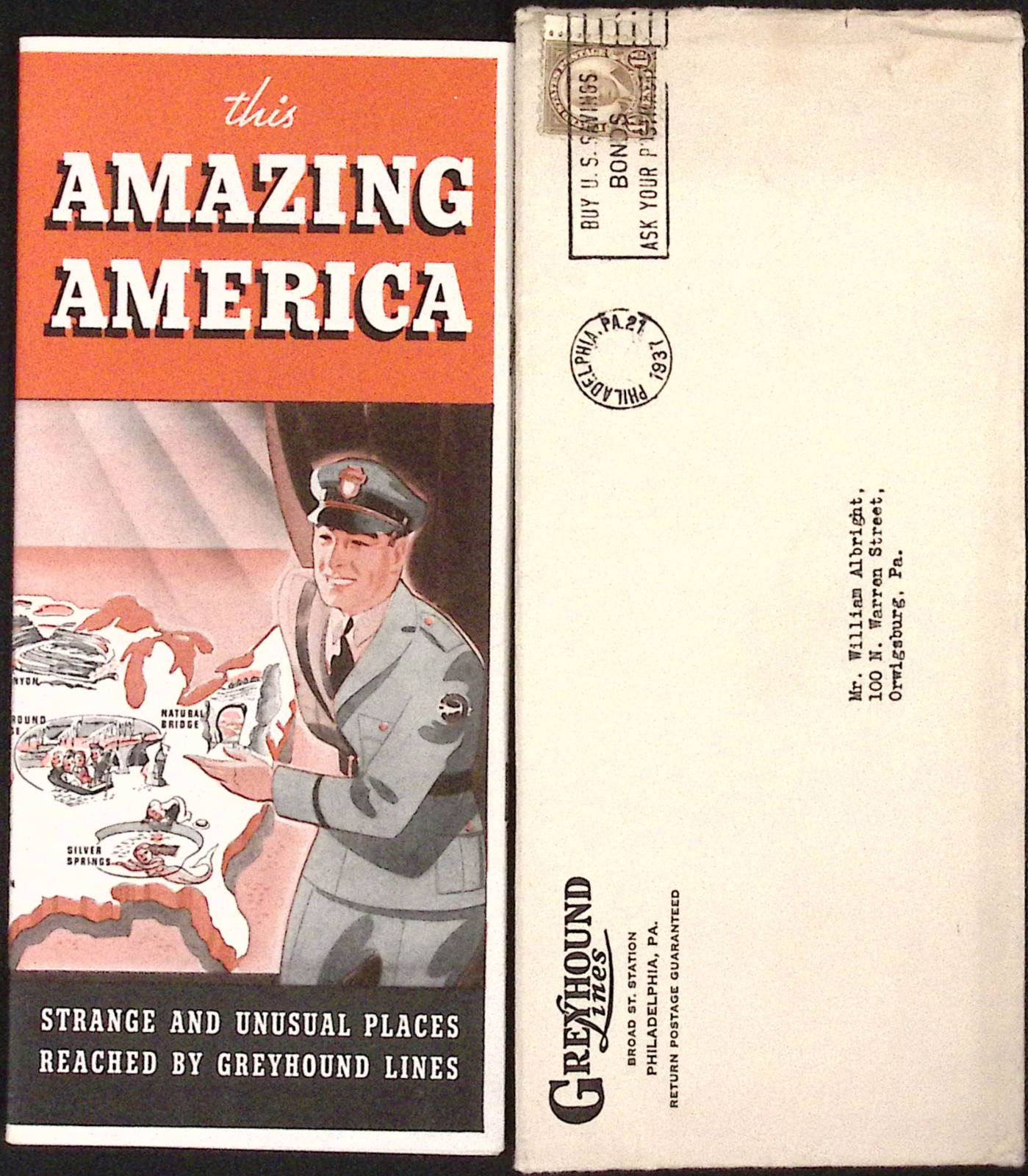 1937 Greyhound Lines Amazing America Strange & Unusual Places Brochure